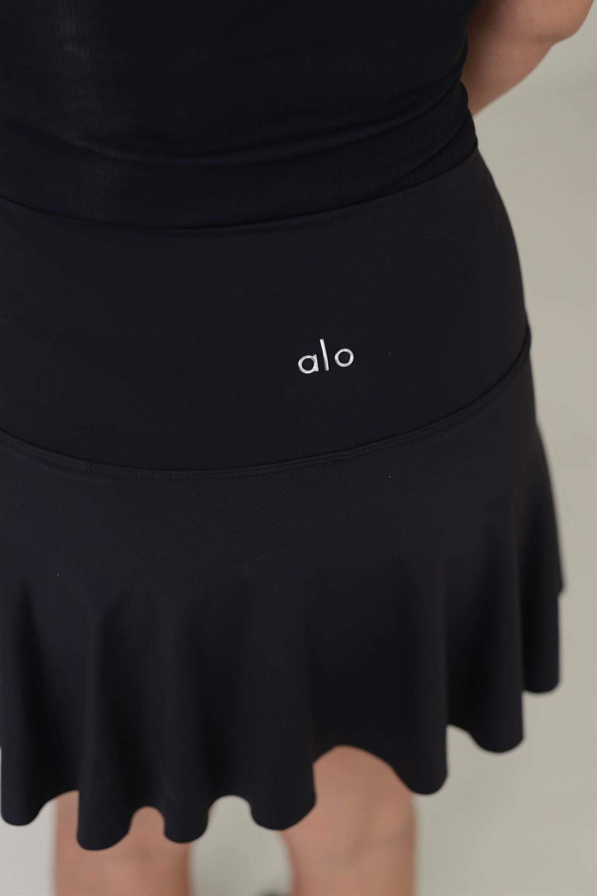 034 Yazı Baskılı Şort Etek SİYAH