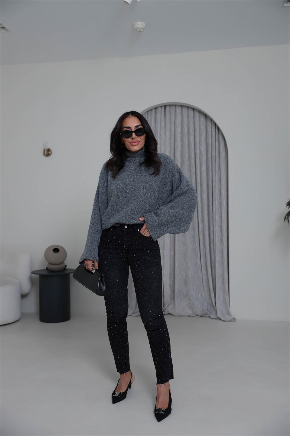 1055 Serpme Taşlı Likralı Jean FÜME