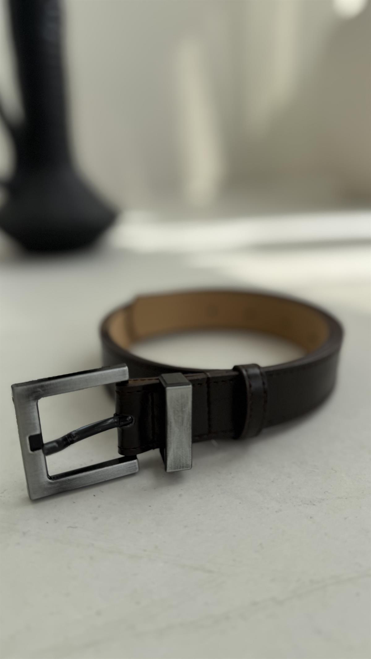 Eskitme Gümüş Detaylı Kemer ACI KAHVE