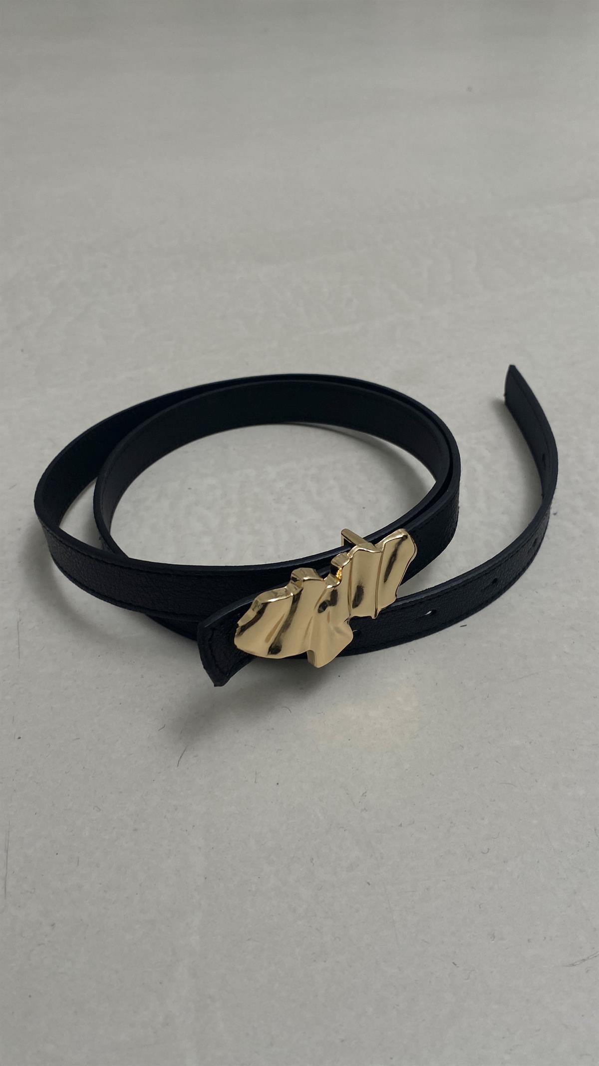 Büzgü Tokalı Kemer SİYAH-GOLD