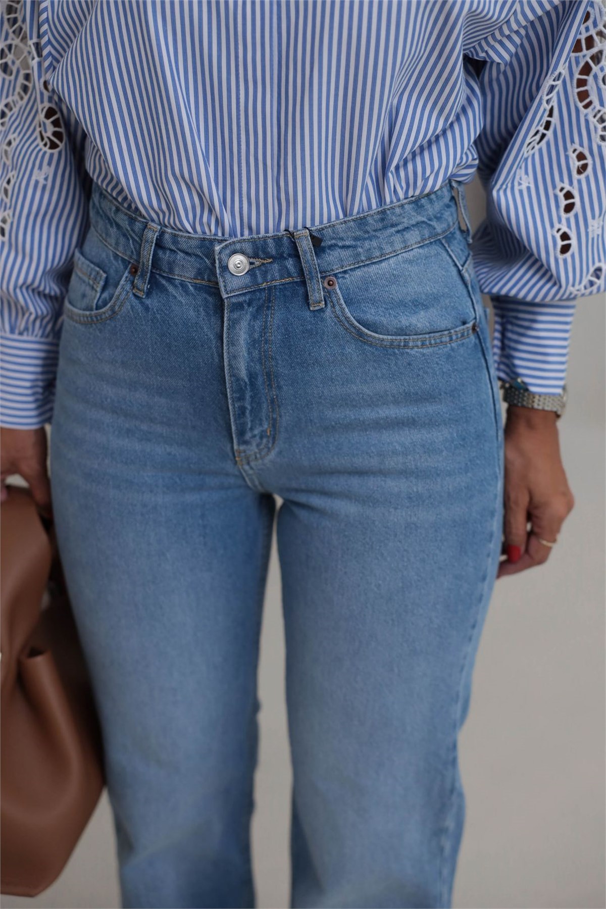2411 Düz Paça Yüksek Bel Straight Jean MAVİ