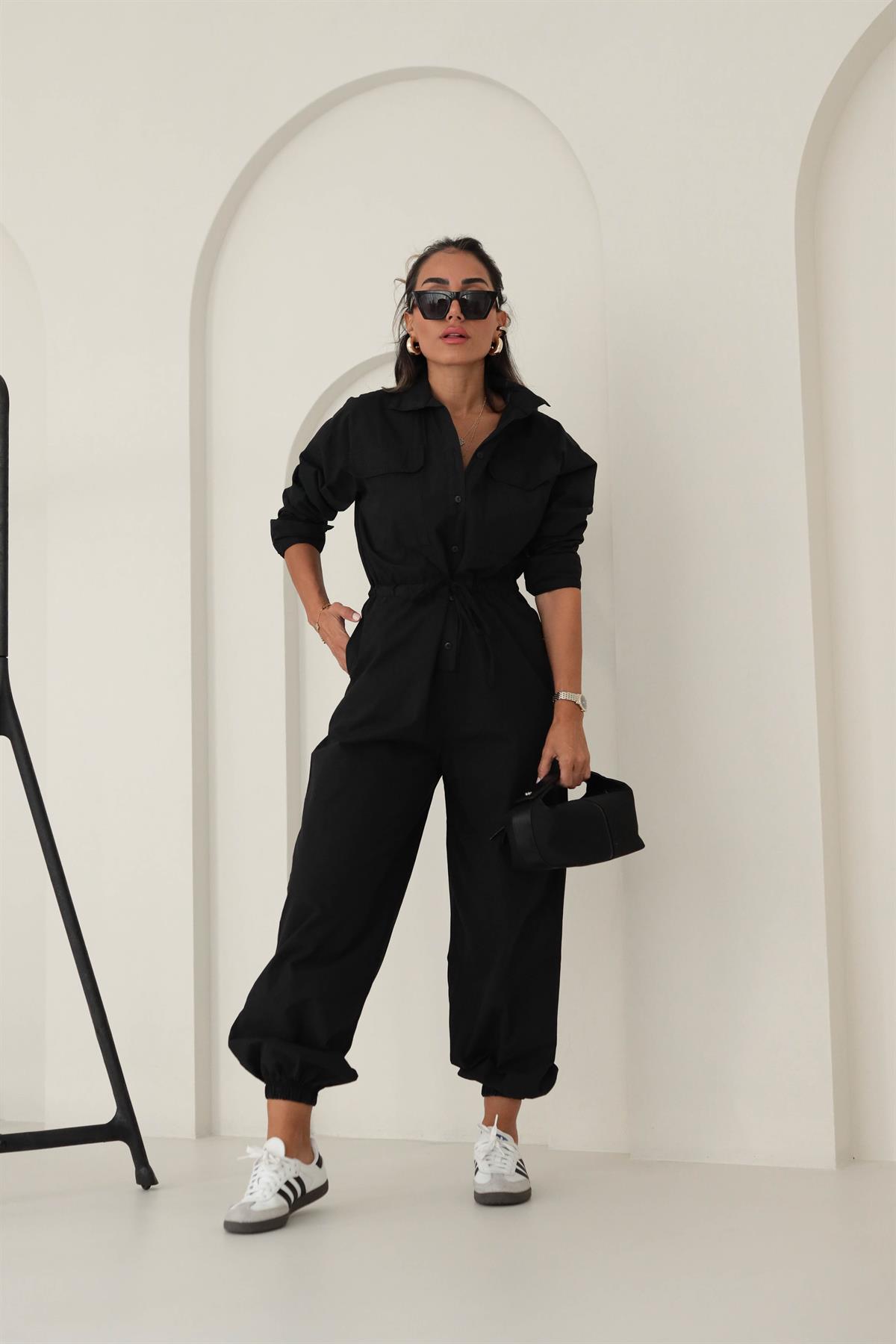 1348 Belden Büzgülü Rahat Tulum SİYAH