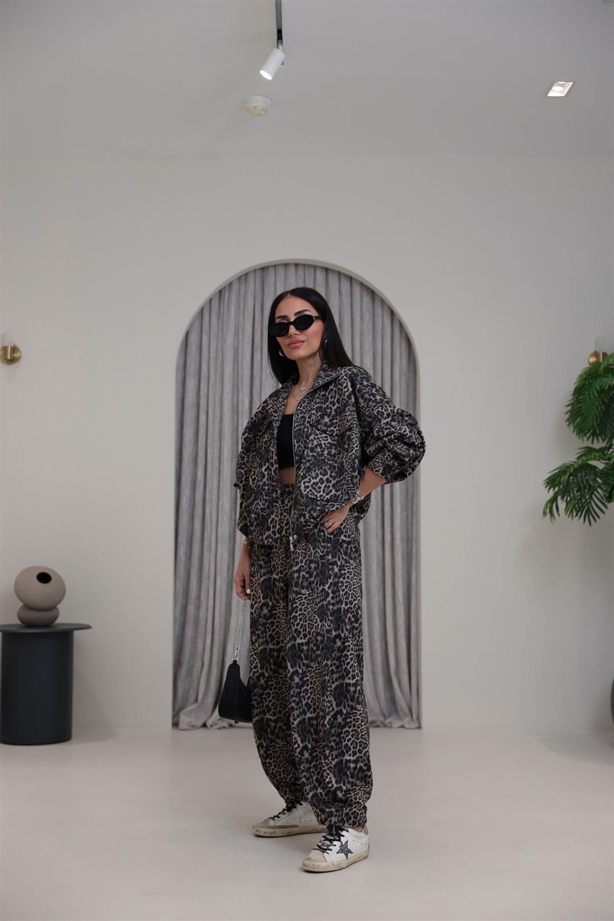 Cepli Fermuarlı Simli Tok Scuba Takım LEOPAR