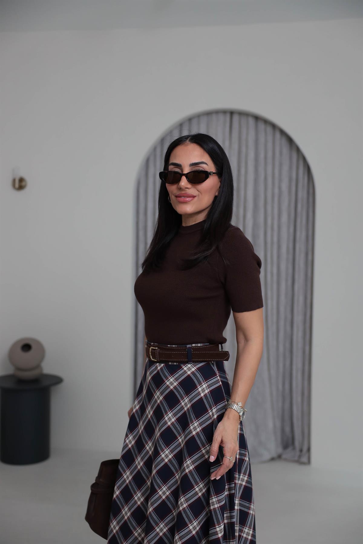 2101 Massi Korsman Triko Bluz KAHVE