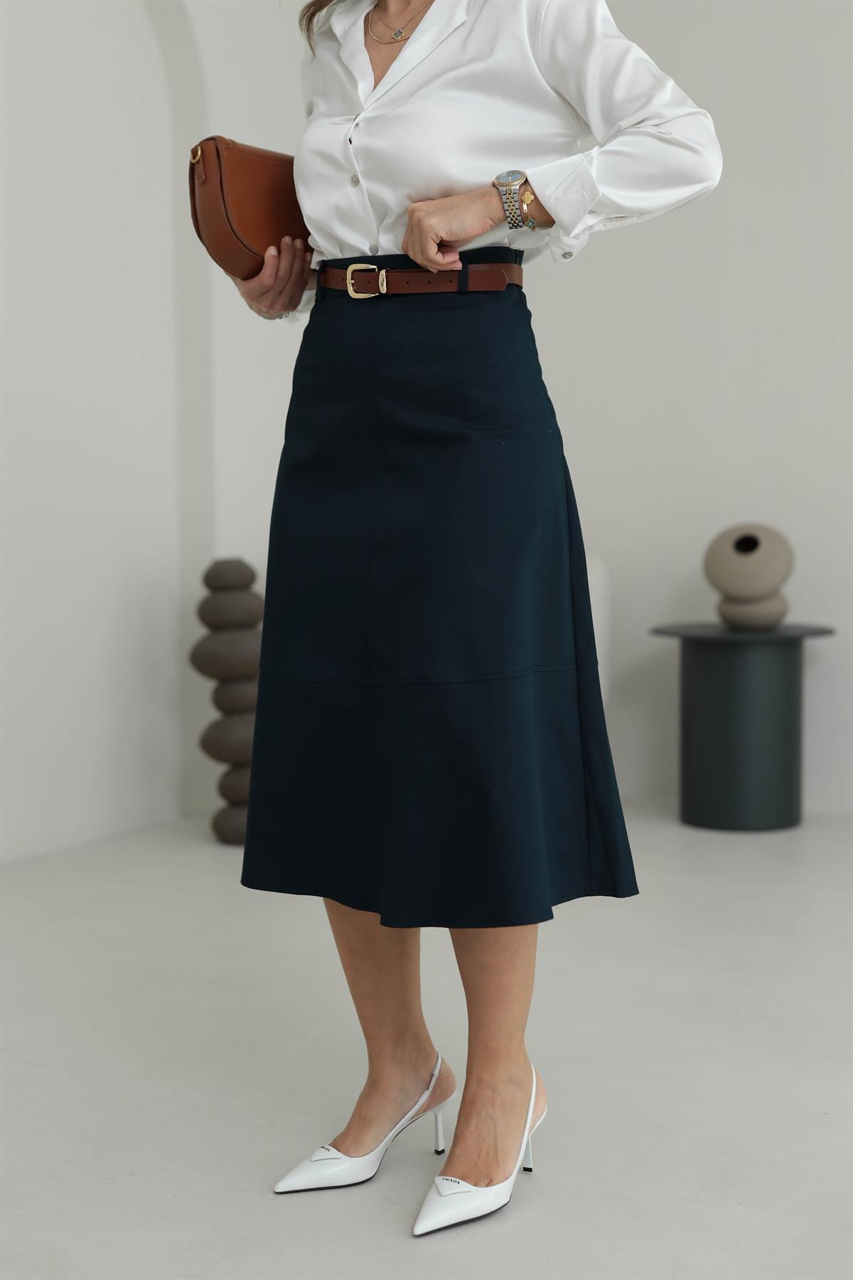 1967 Kemerli Midi Boy Etek PETROLYEŞİLİ