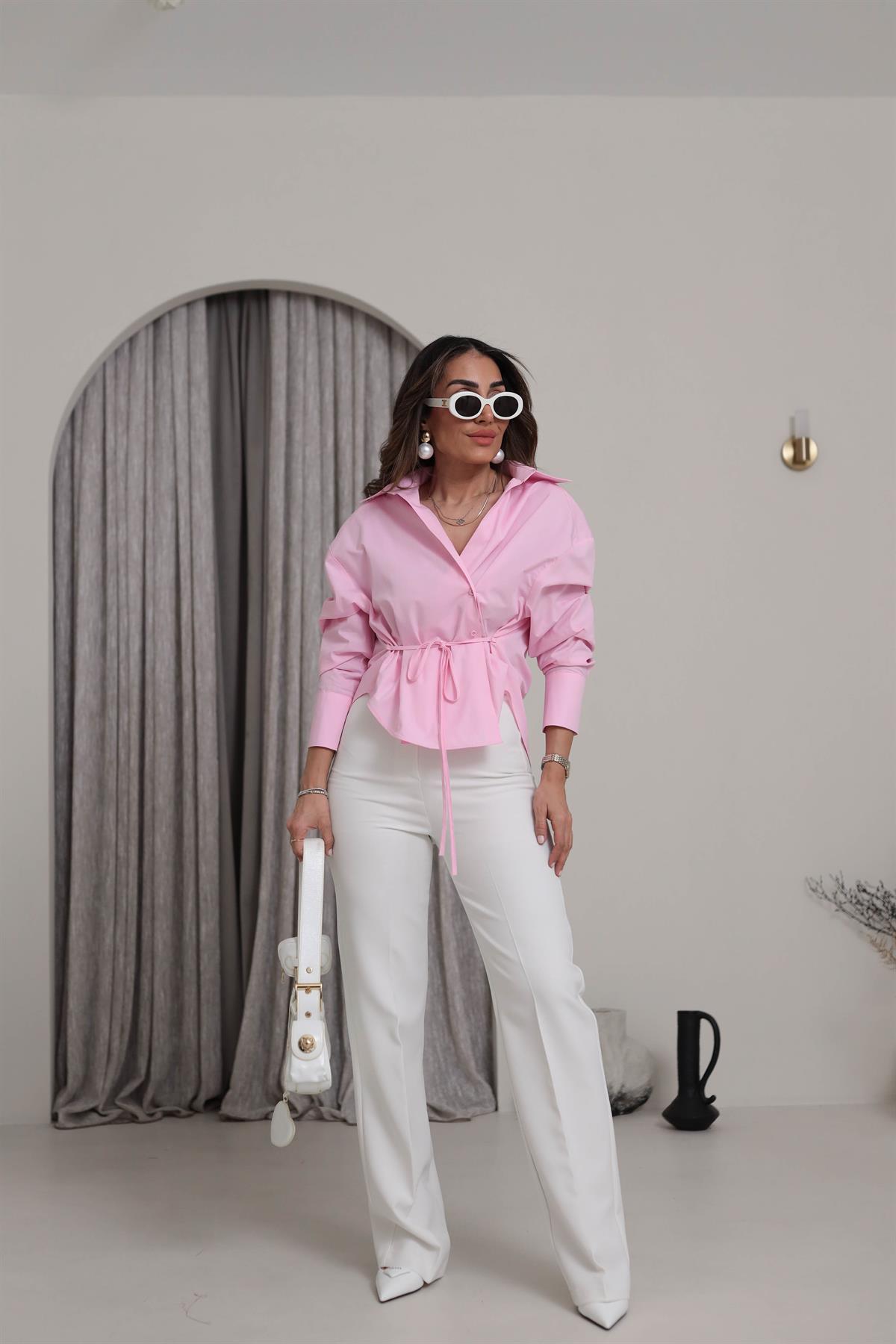 0714 Paça Palazzo Pantolon BEYAZ