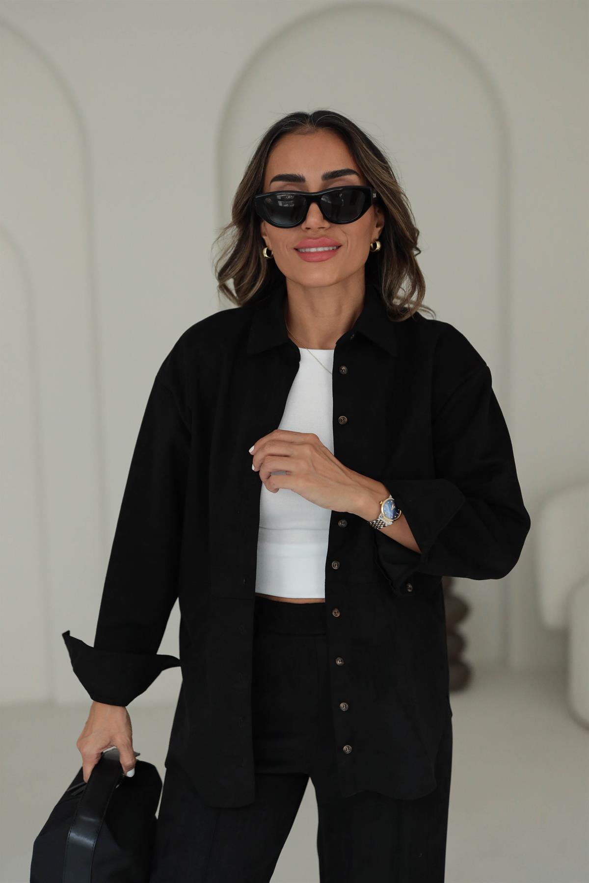 6557 Nubuk Gömlek SİYAH