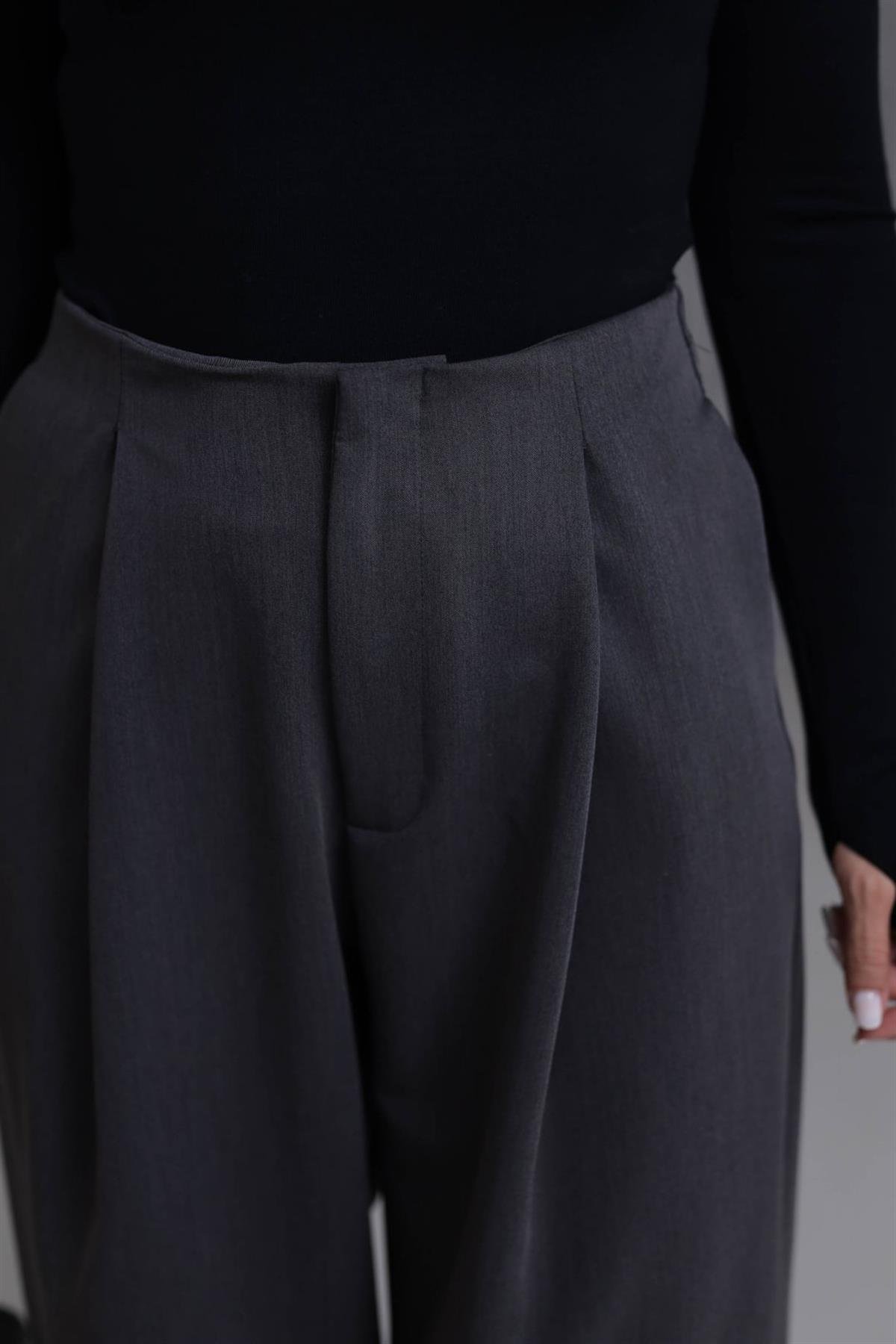 7708 Beli Pensli Paça Lastikli Pantolon ANTRASİT