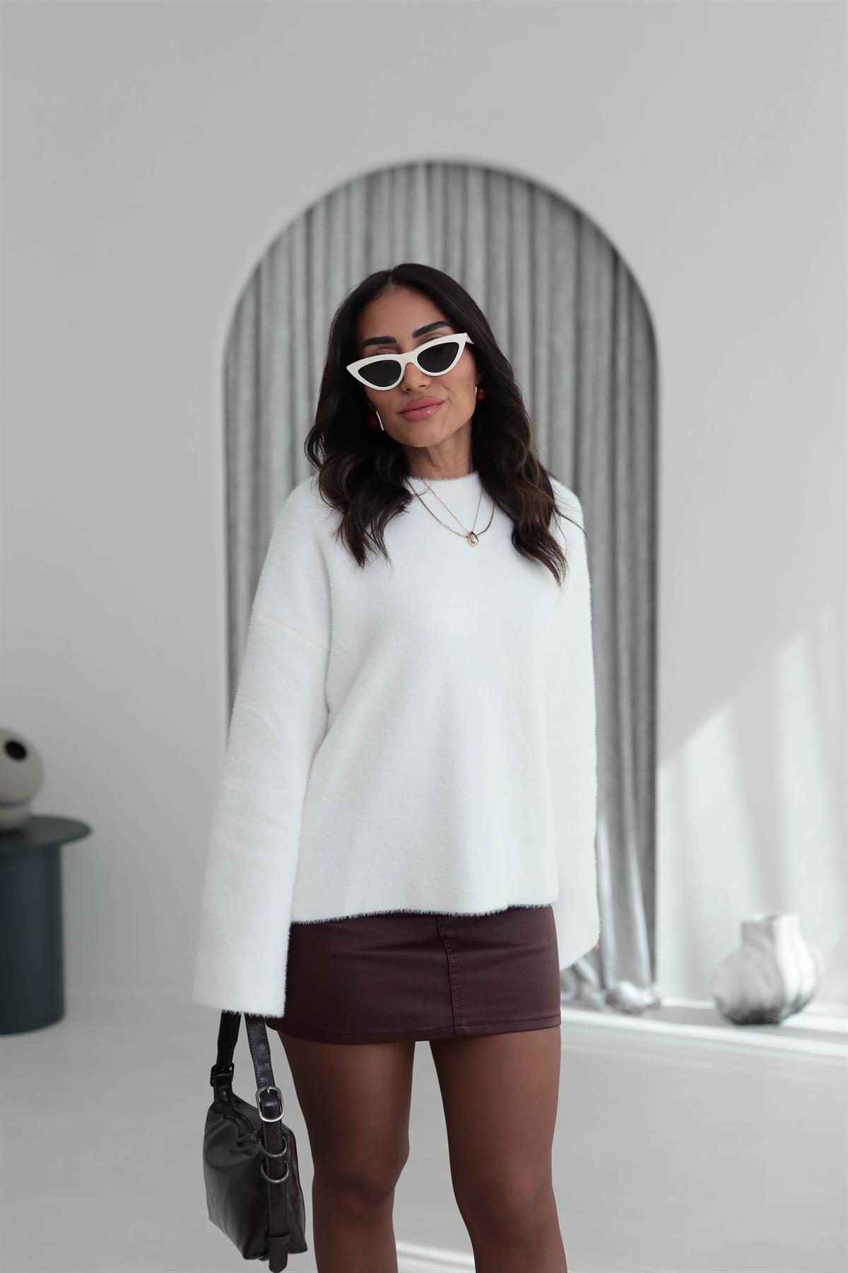 5256 Bisiklet Yaka Angora Triko EKRU