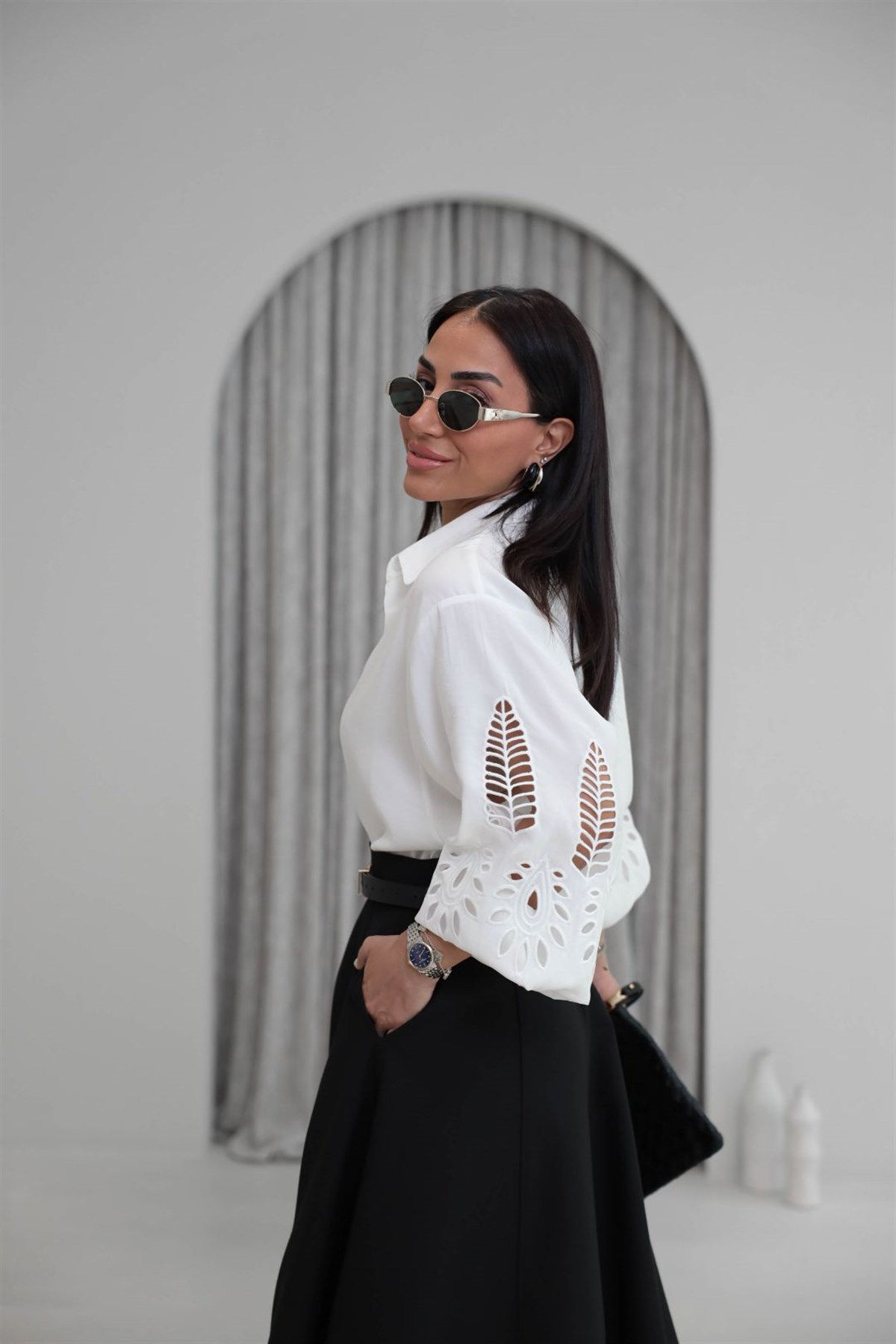 Kolları Fisto Detaylı Gömlek EKRU