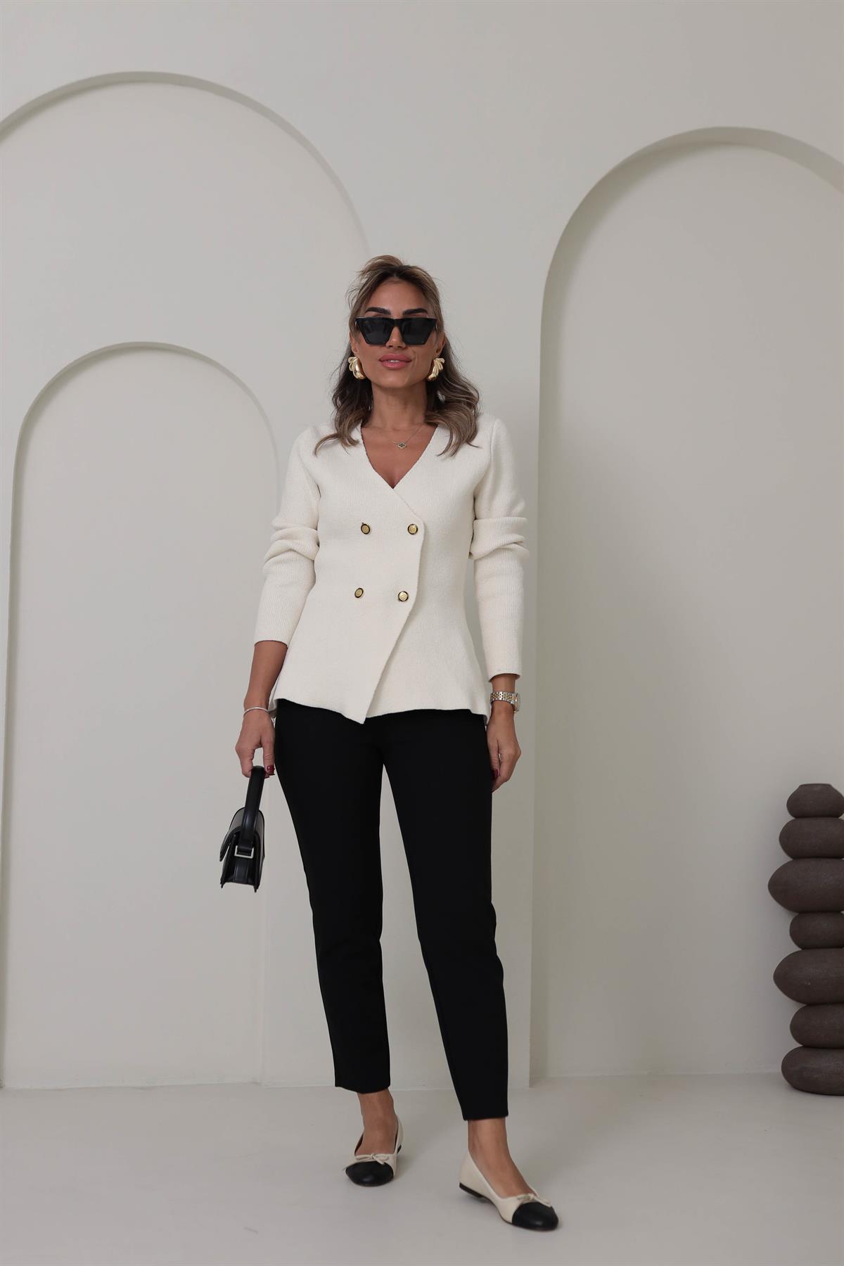 4417 Çelik Triko Hırka EKRU