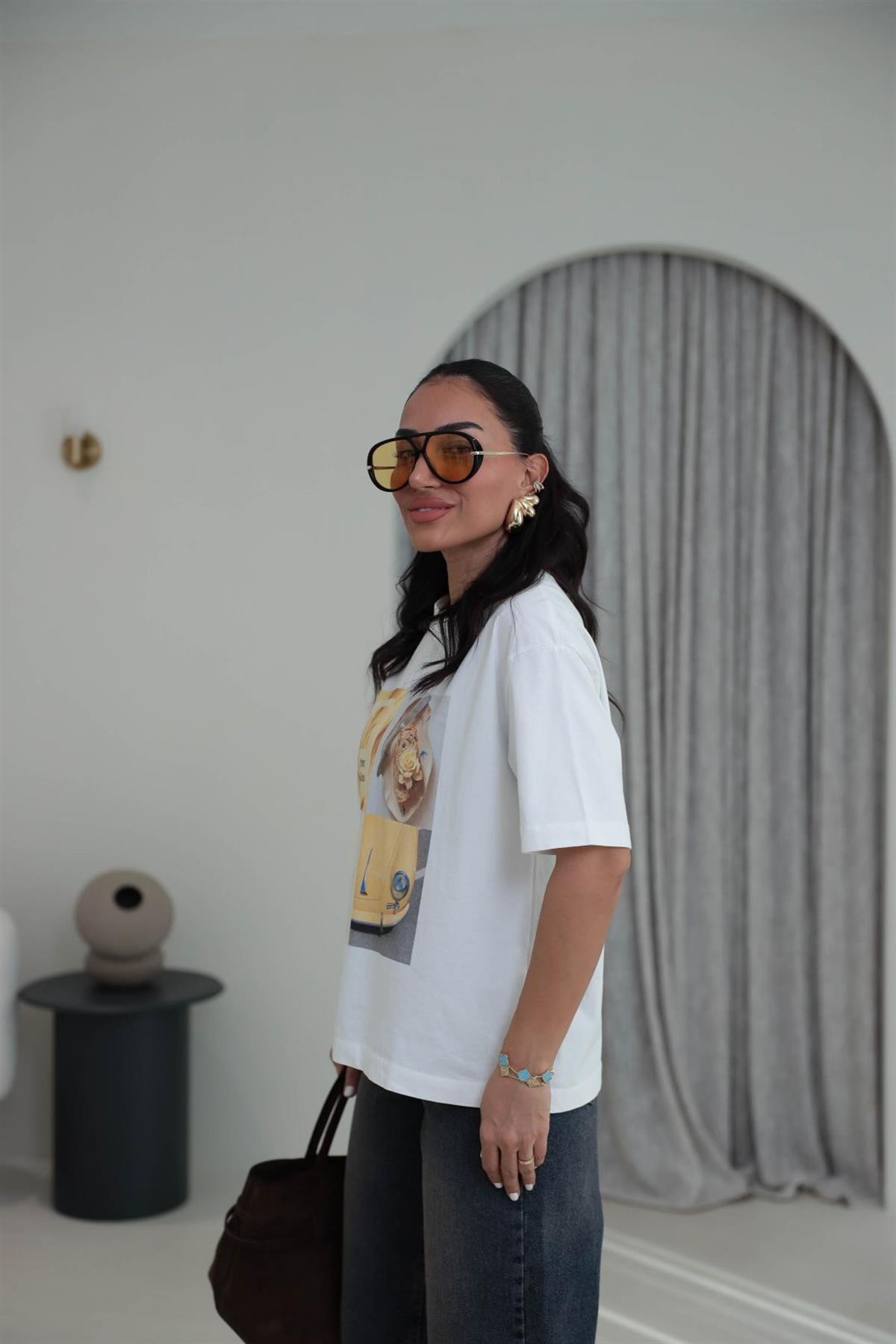 1028 Butter Yellow Pamuklu Tshirt KREM