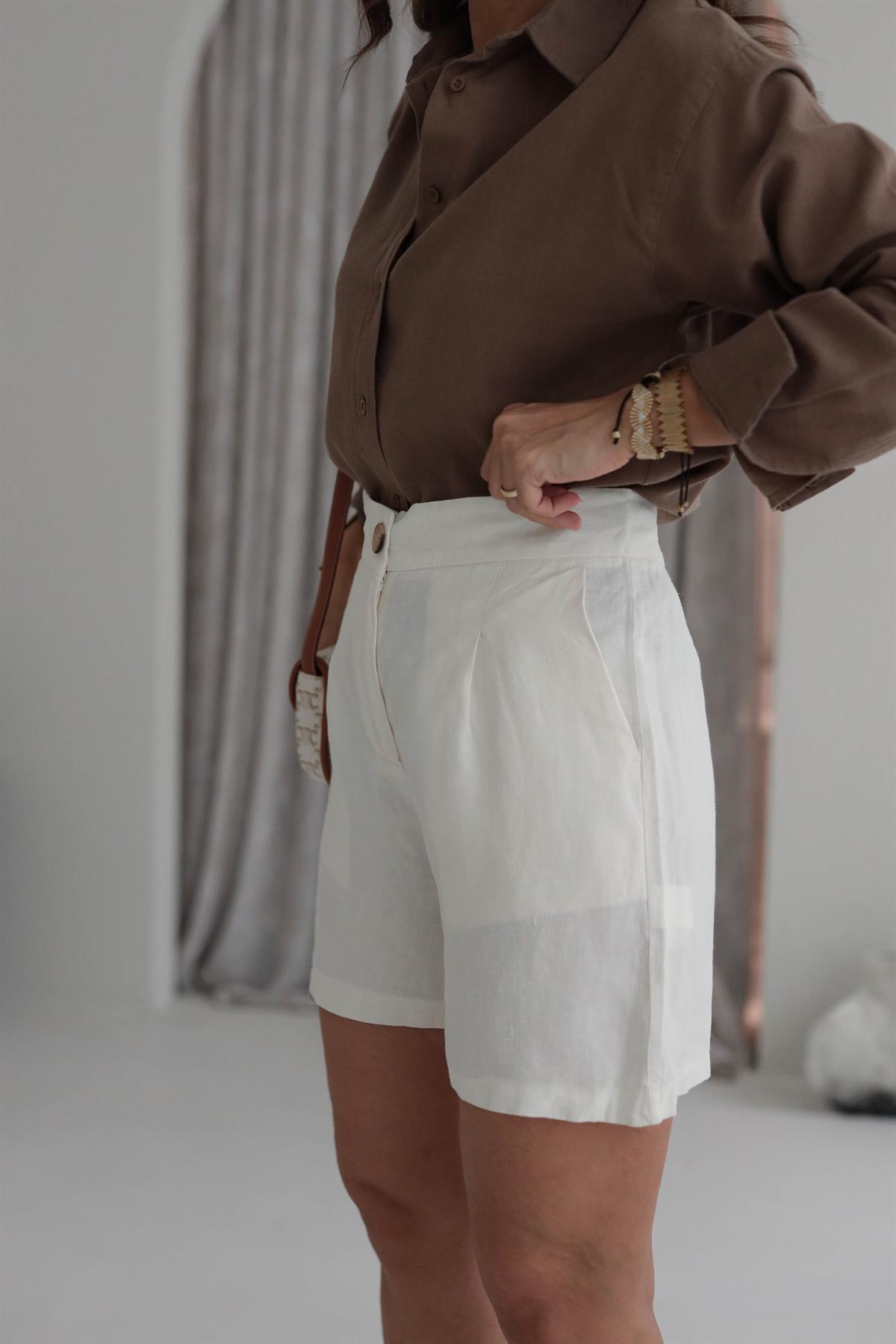 6211 Ham Keten Şort