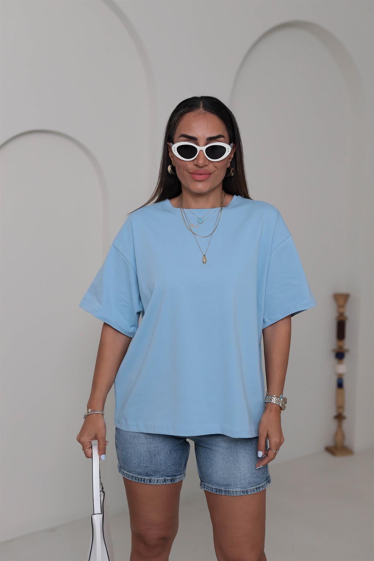 3300 Basic Oversize Tshirt BEBE MAVİ