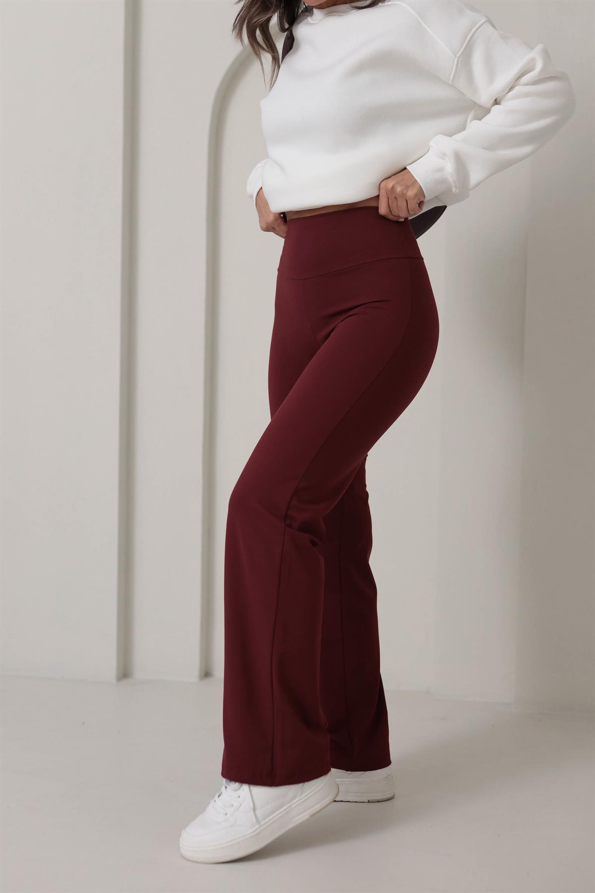 Oys Yüksek Bel Flare Pantolon BORDO