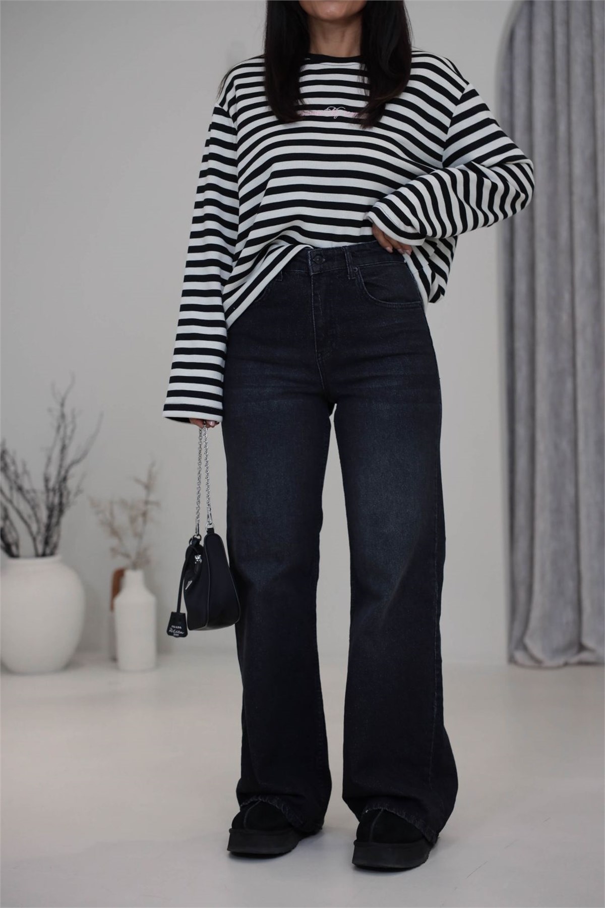 4124 Massi Wide Leg Jean SİYAH