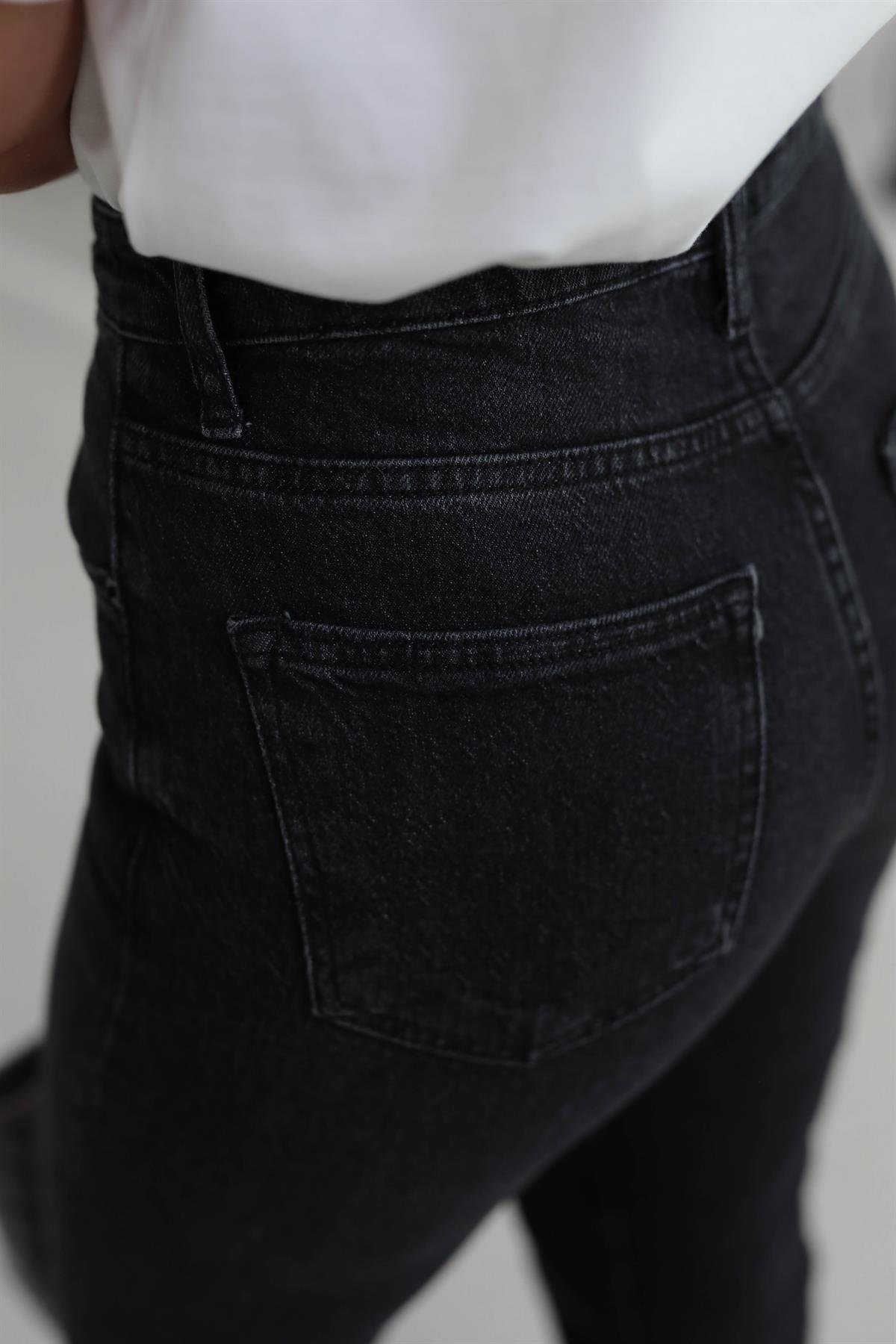 Za Likralı Straight Fit Jean YIKAMALI SİYAH