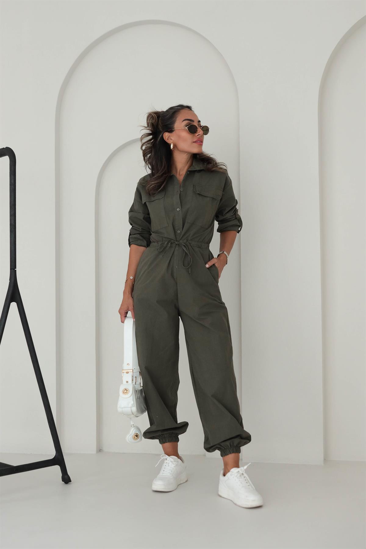 1348 Belden Büzgülü Rahat Tulum HAKİ YEŞİL