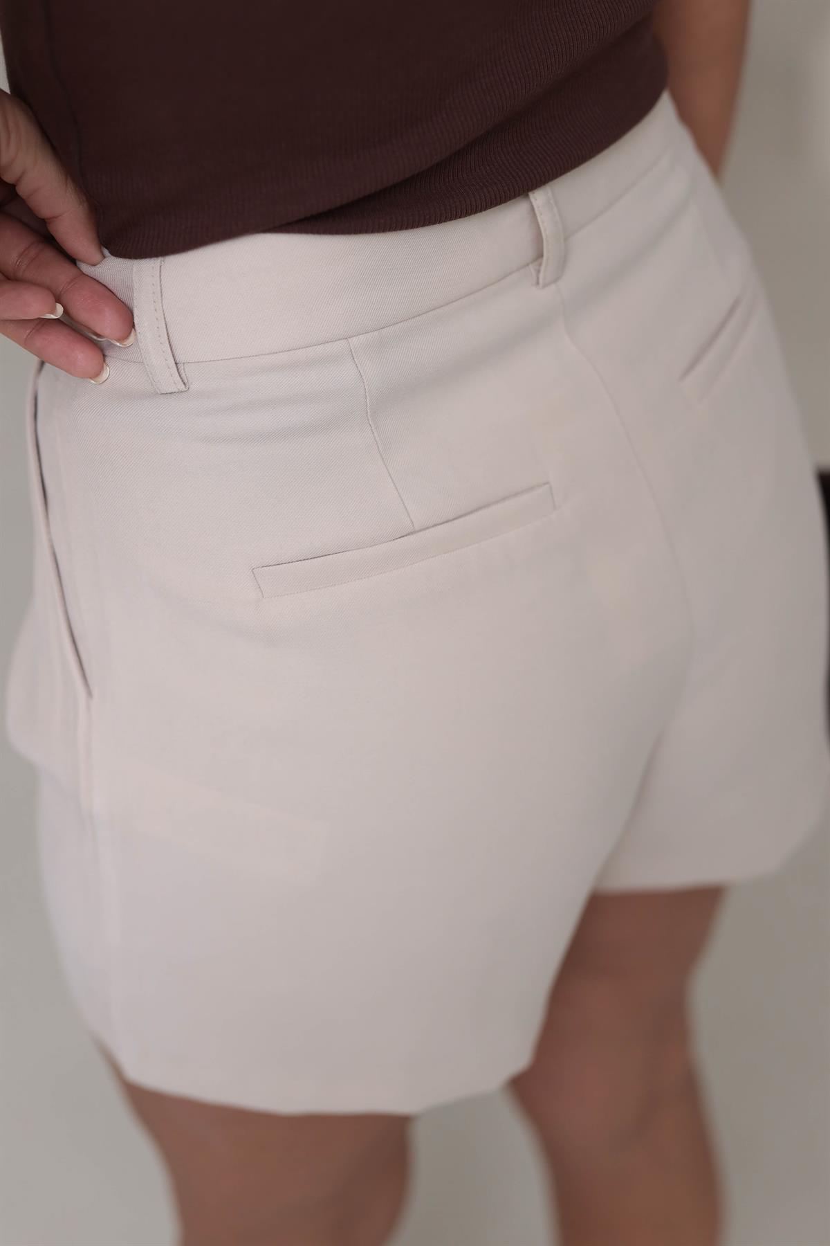 6890 Tencel Kumaş Şort AÇIK BEJ