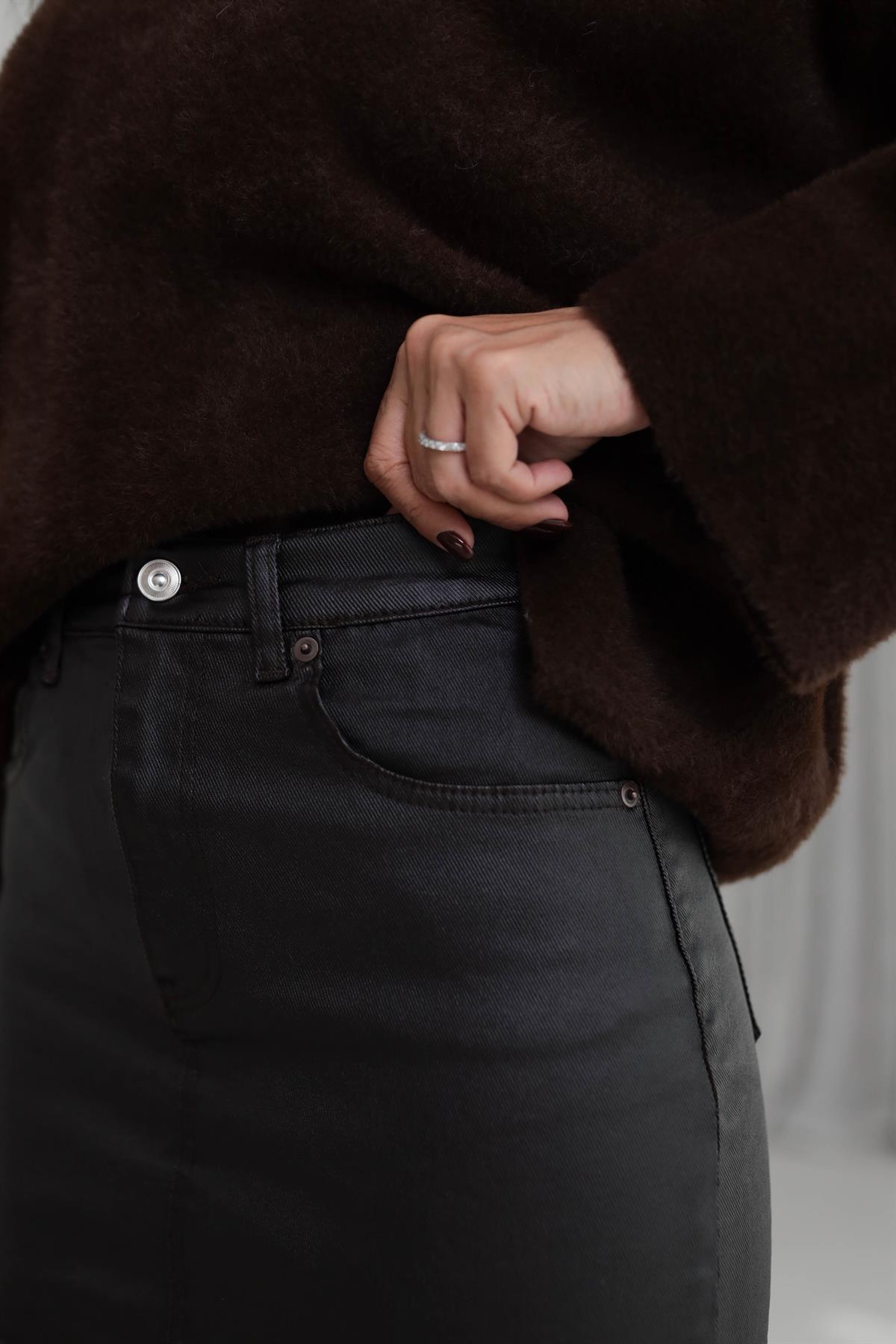 1676 Za Mumlu Mini Etek ACI KAHVE