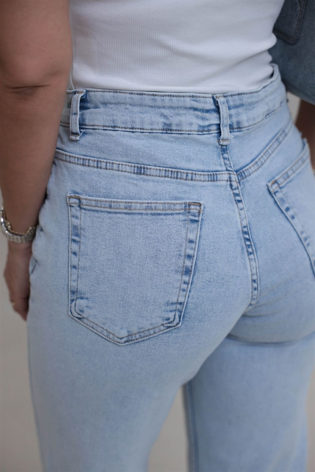 488 Likralı Wide Leg Jean BUZ MAVİ