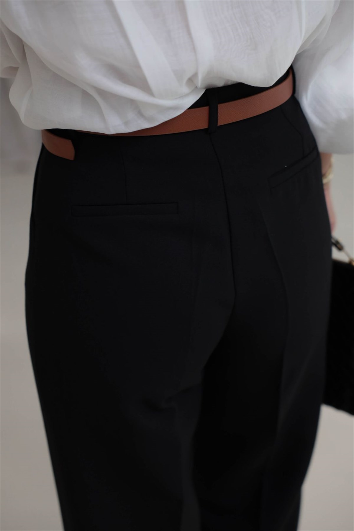 6394 Kemerli Double Havuç Pantolon SİYAH