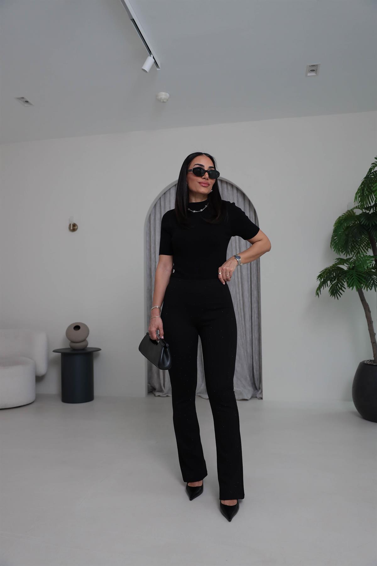 2101 Massi Korsman Triko Bluz SİYAH