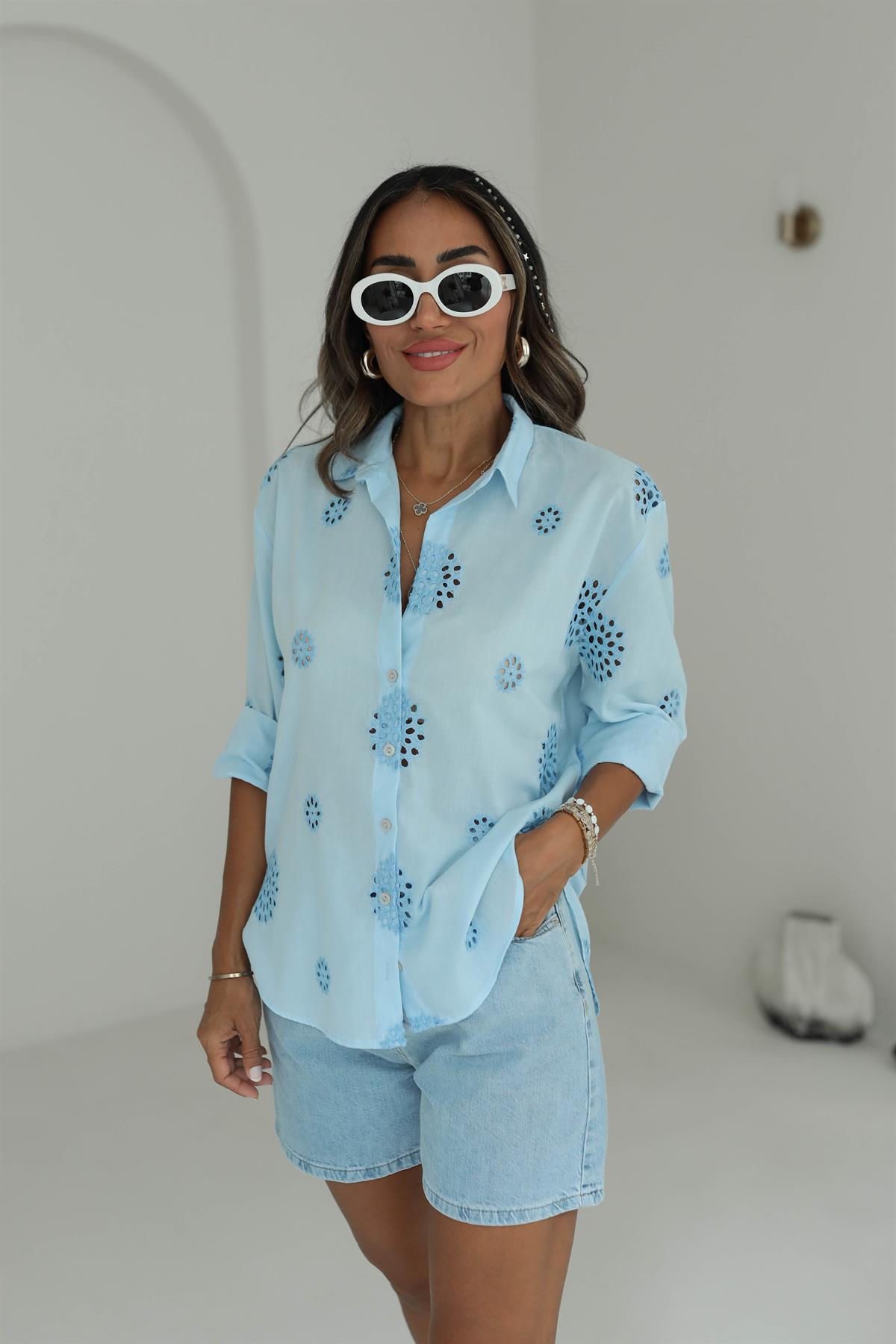 6301 Fisto Çiçekli Gömlek