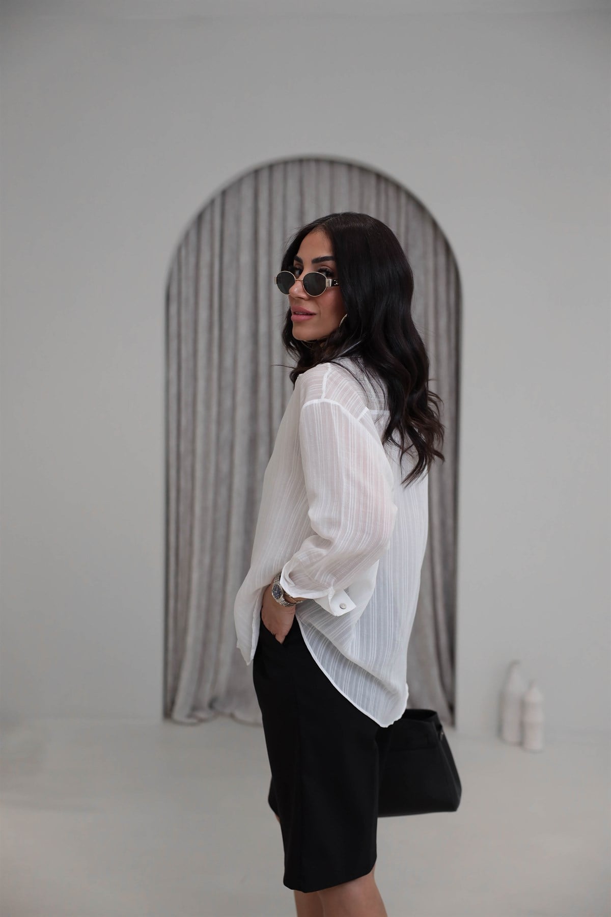 5016 Oversize Gömlek BEYAZ