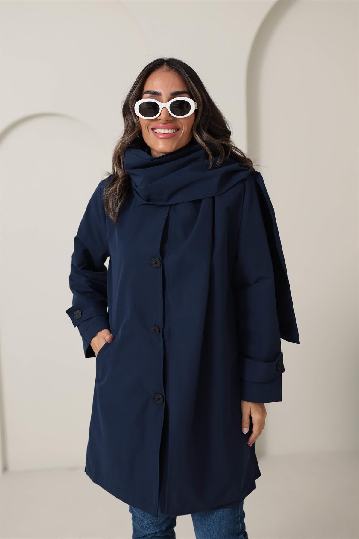 Atkı Detaylı Massi Trenchcoat