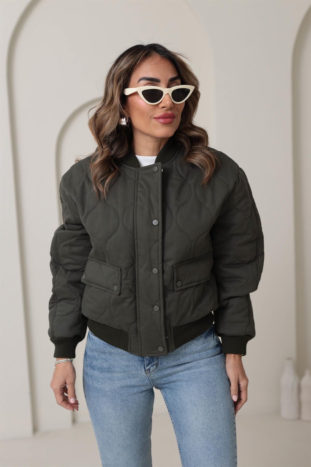 9516 Kapitone Şişme Mont HAKİ YEŞİL