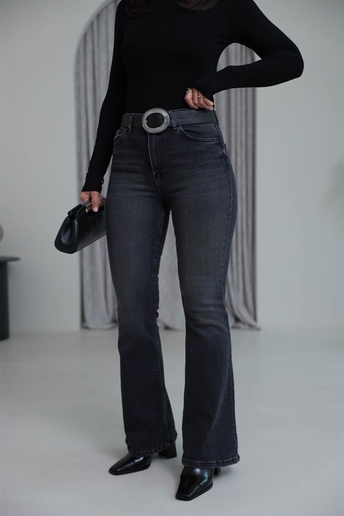 ZA Likralı İspanyol Paça Pantolon FÜME