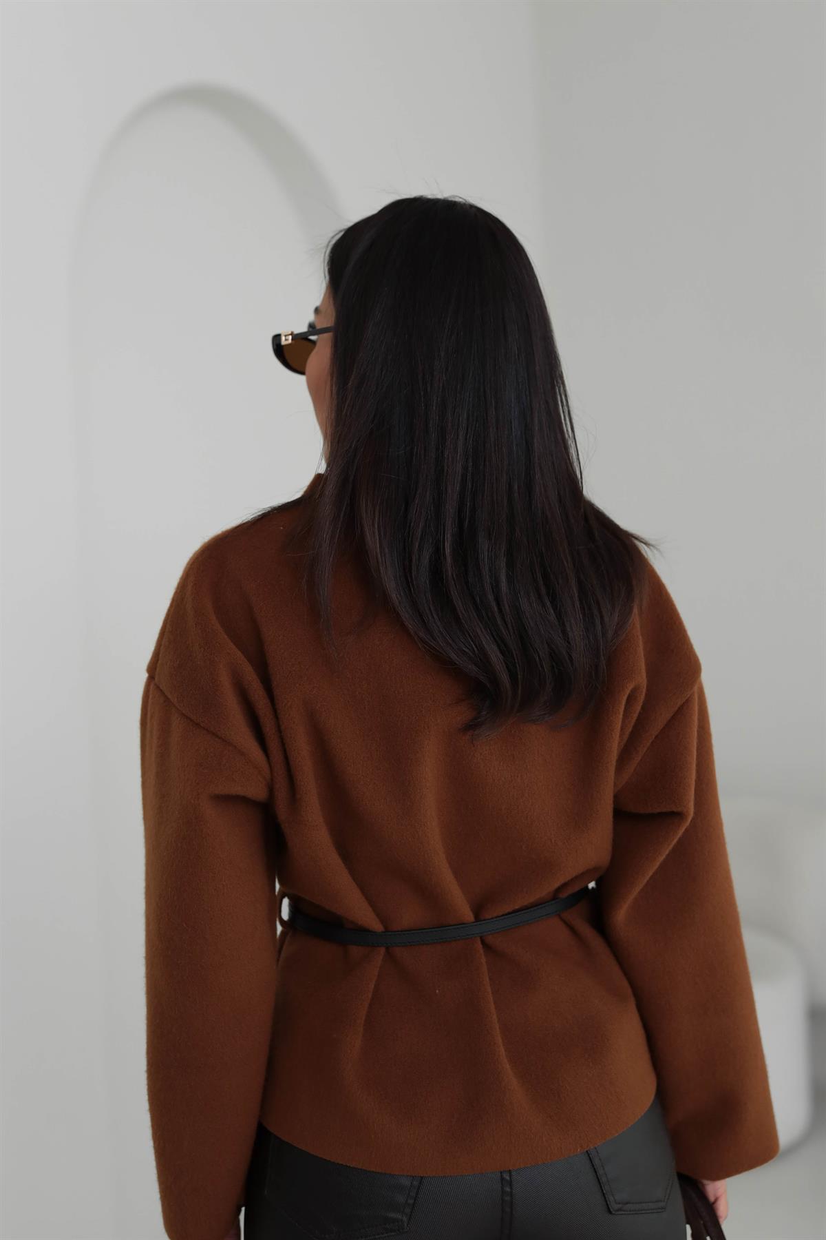 2223 Kemer Detaylı Kaşe Ceket TARÇIN