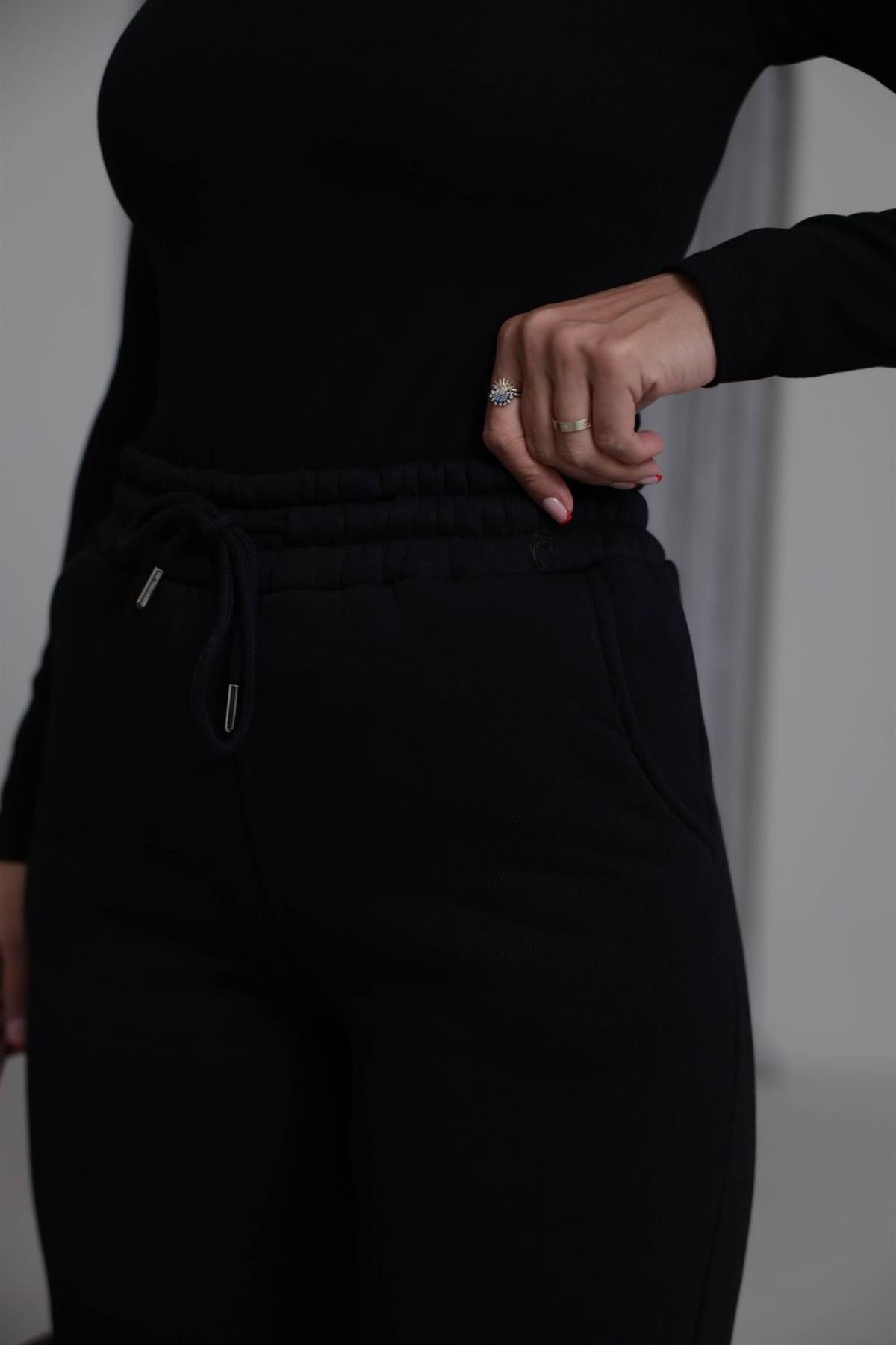 0015 Palazzo 3 İplik Şardonlu Eşofman Altı SİYAH