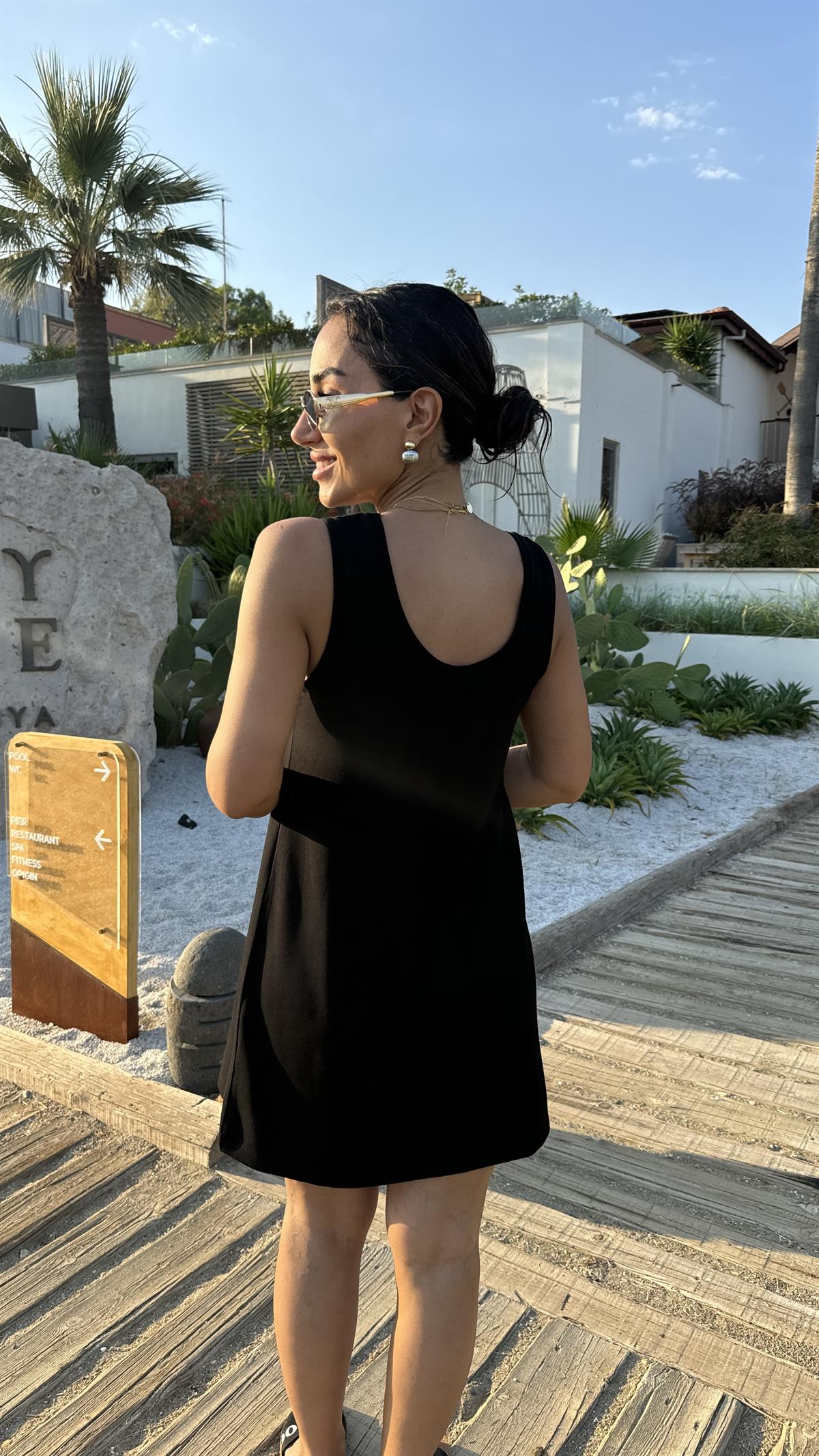 6508 Askılı Modal Elbise SİYAH