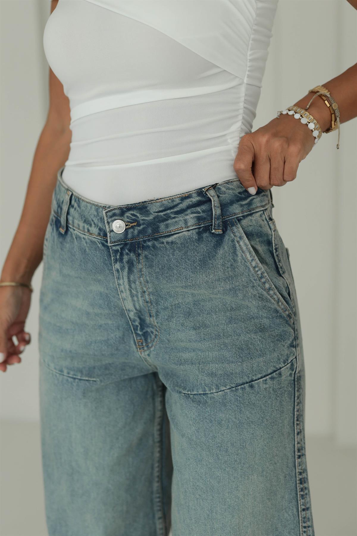 Eskitmeli Baggy Jean MAVİ