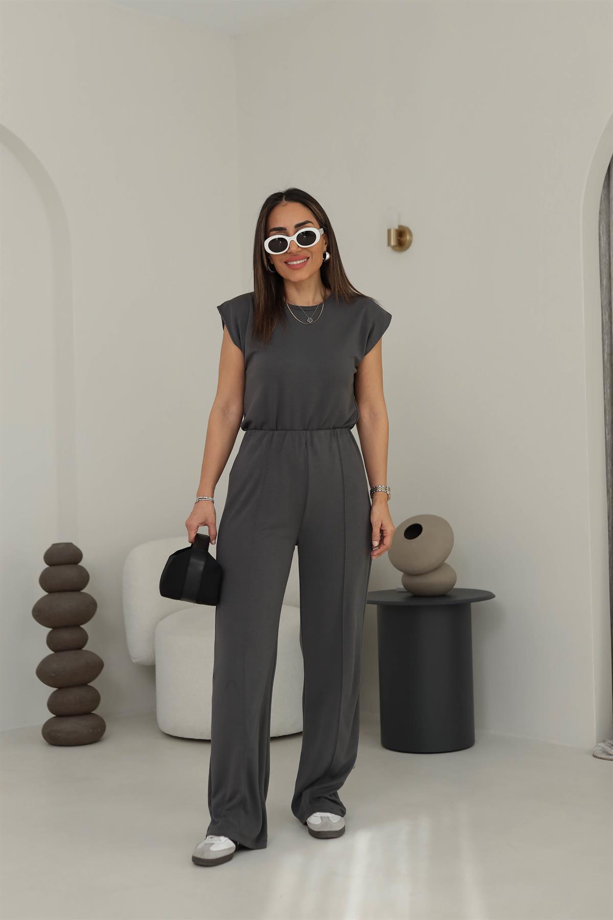 1328 Modal Kumaş Kolsuz Rahat Takım ANTRASİT