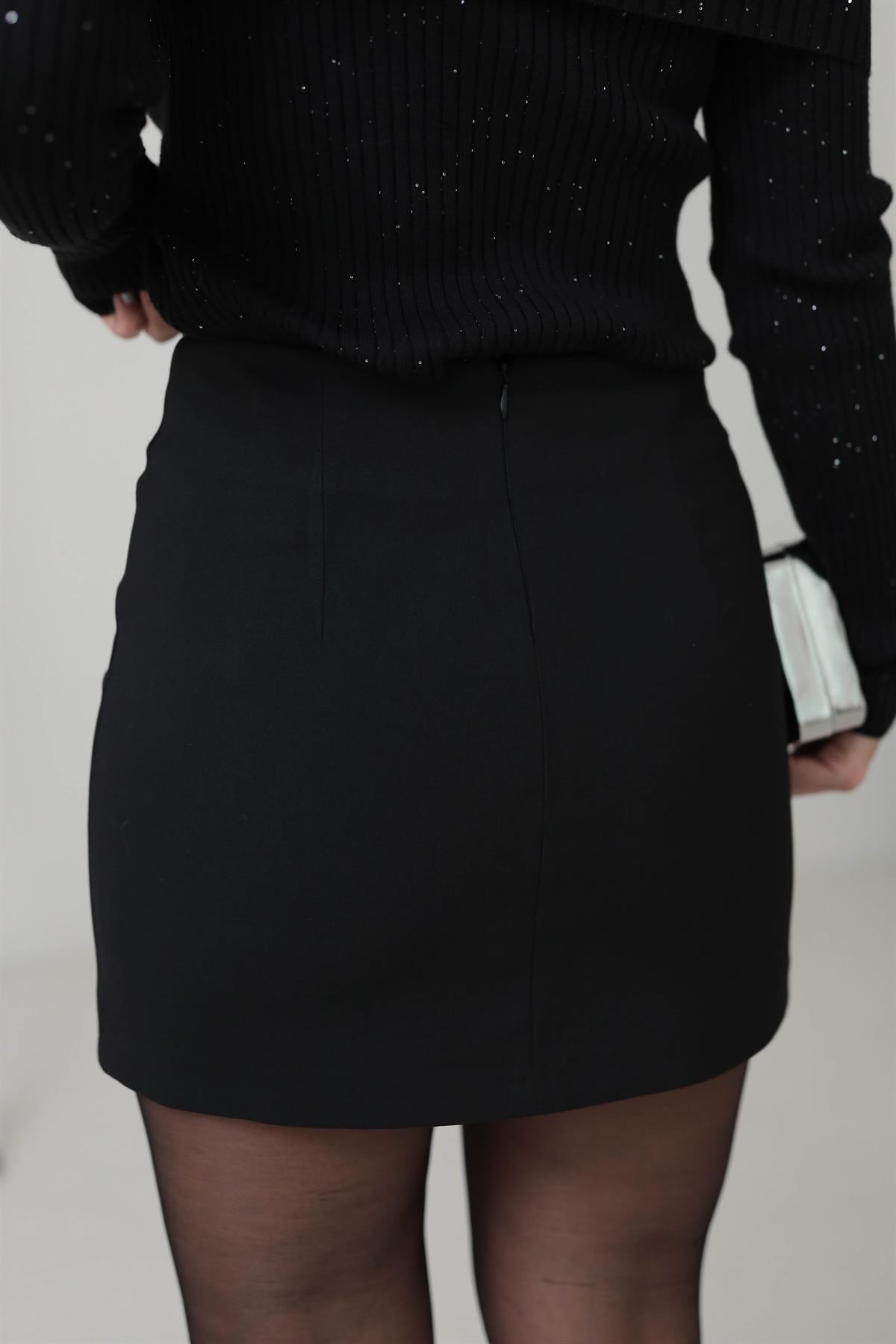 1314 Mini Kumaş Etek SİYAH