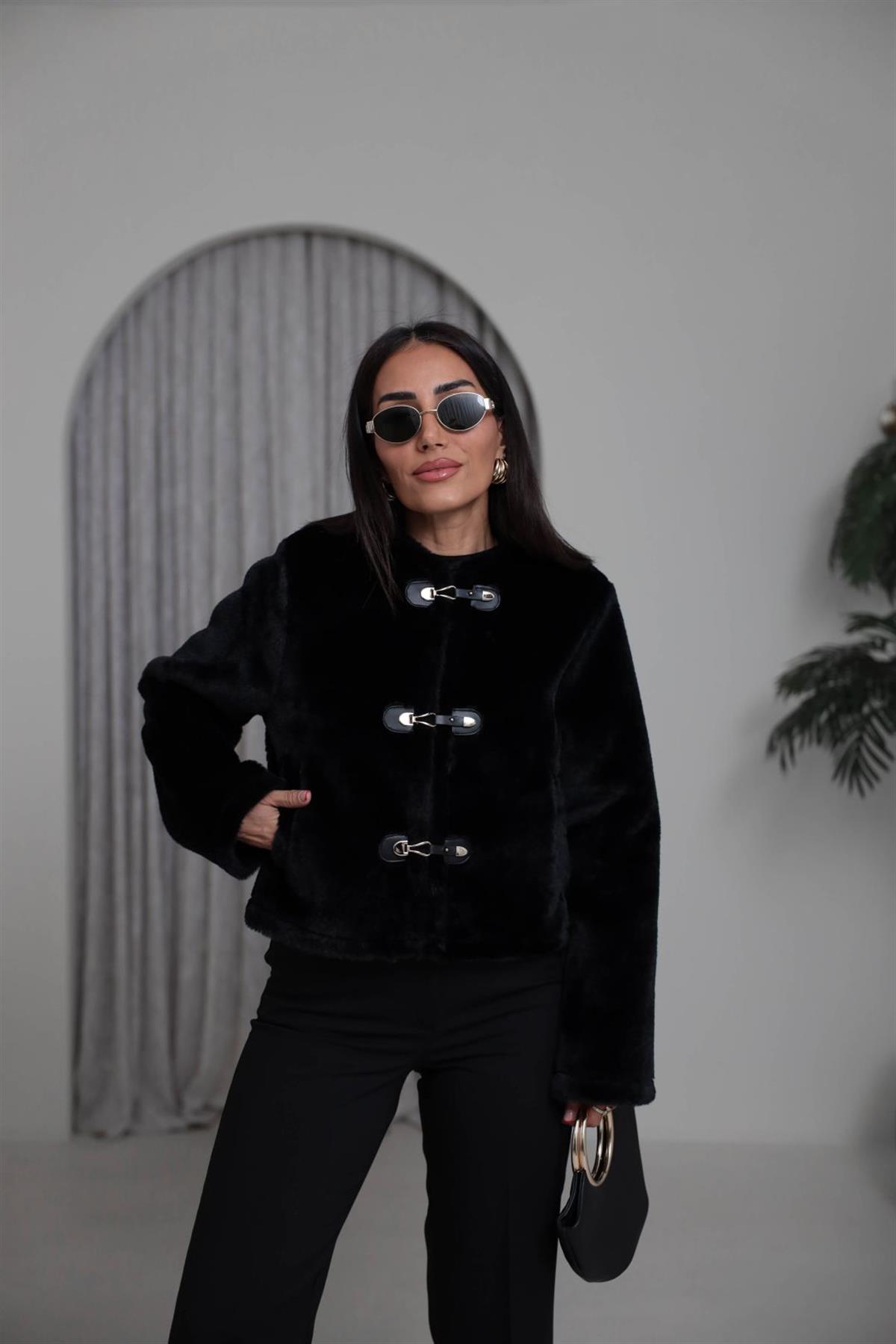 1289 Gold Aksesuar Detaylı Ceket SİYAH