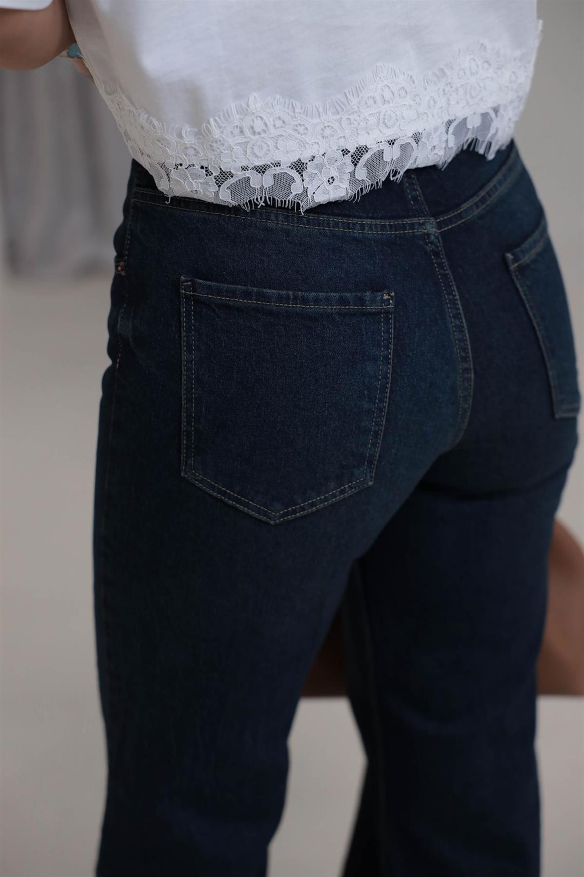 Yüksek Bel Wide Leg Jean KOYU TİNTLİ