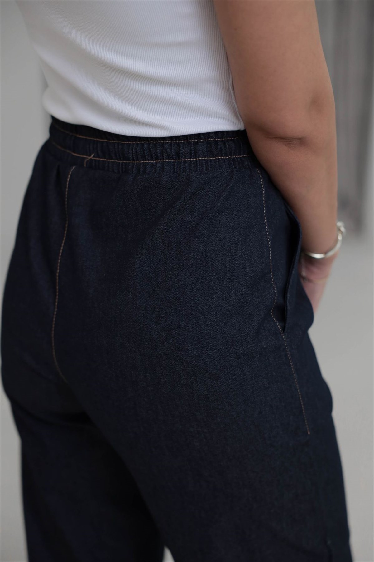 1811 Bel Lastikli Full Likralı Havuç Pantolon LACİVERT