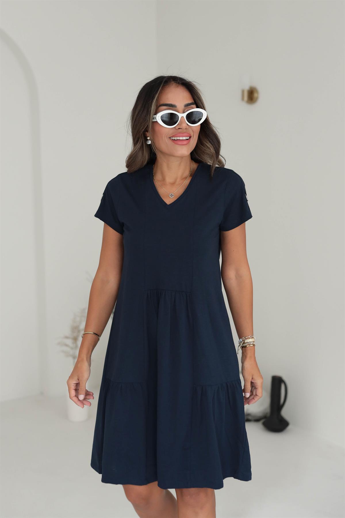 4919 V Yaka Rahat Penye Elbise