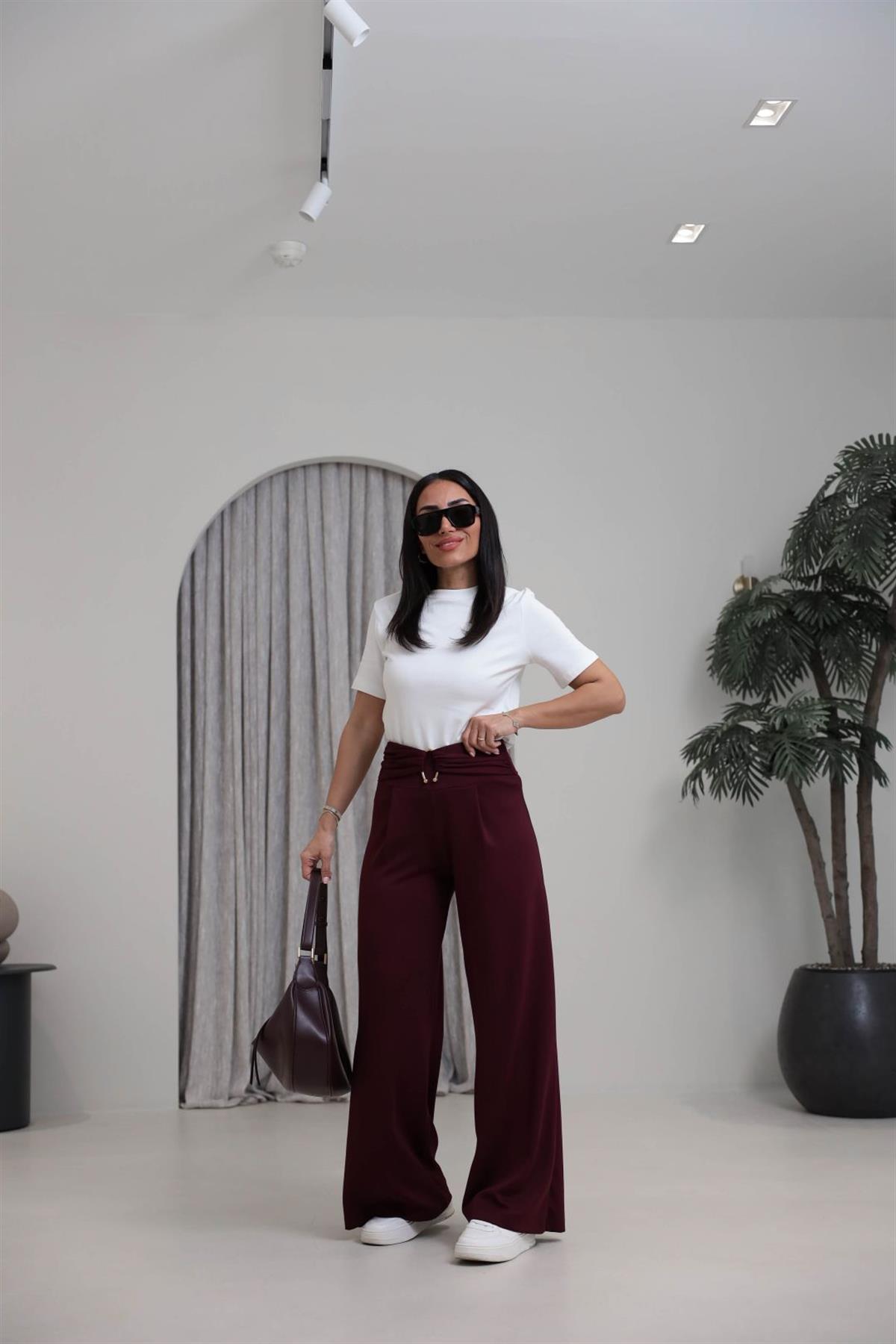 9888 Toka Detay Modal Pantolon BORDO