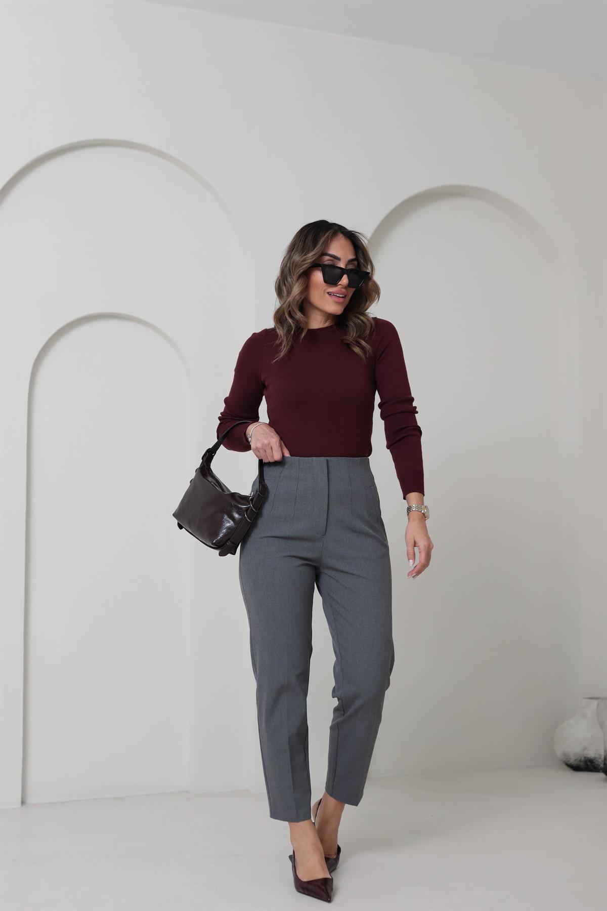 Bisiklet Yaka Yumuşak Doku Massi Basic Triko BORDO