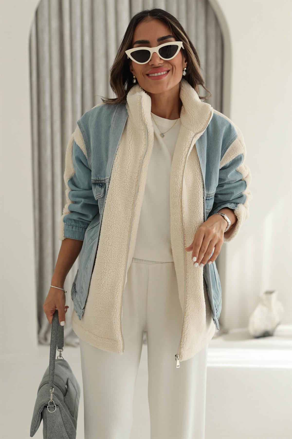 2408 Kot Garnili Peluş Mont