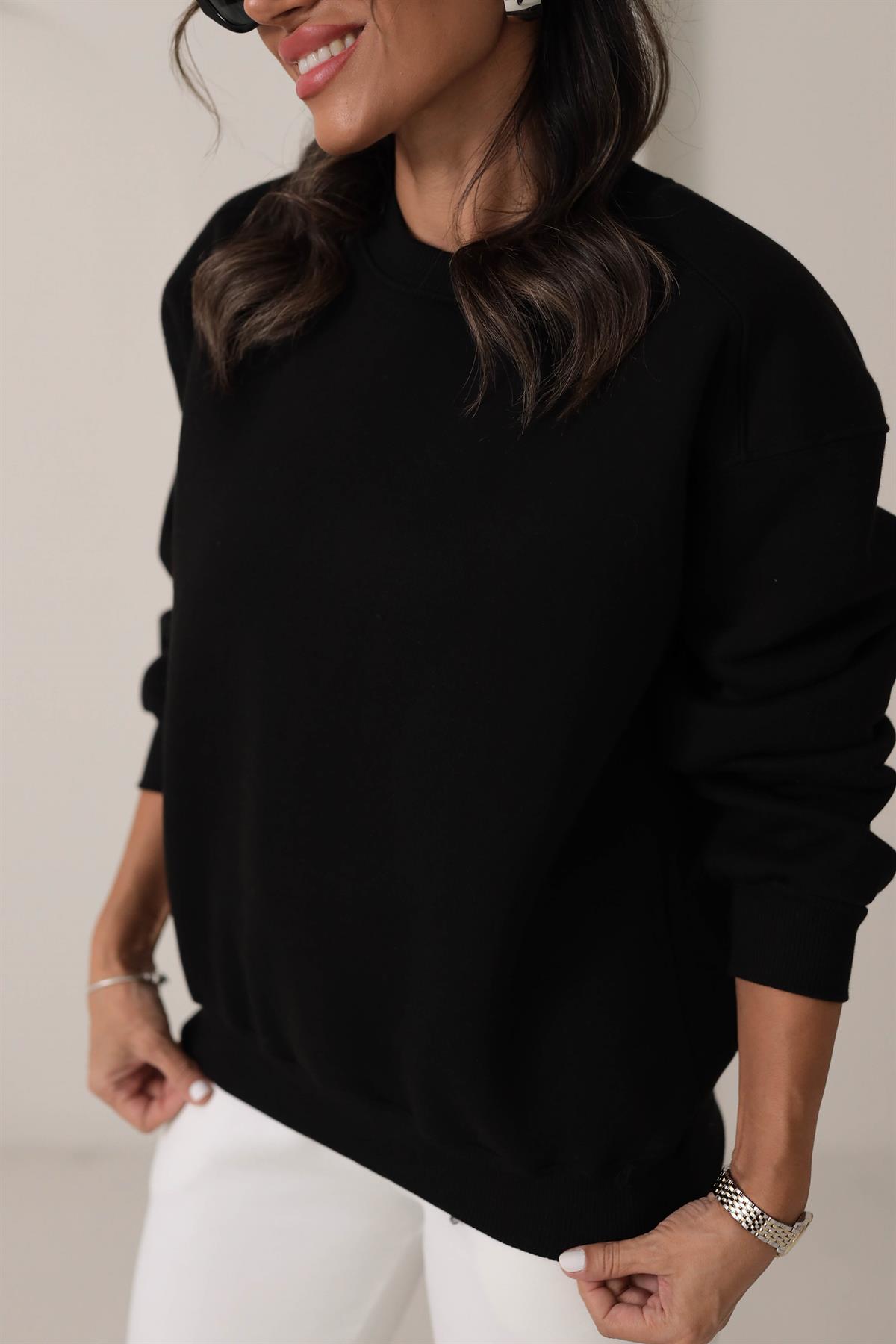 134 Bisiklet Yaka İplik Şardonlu Sweatshirt