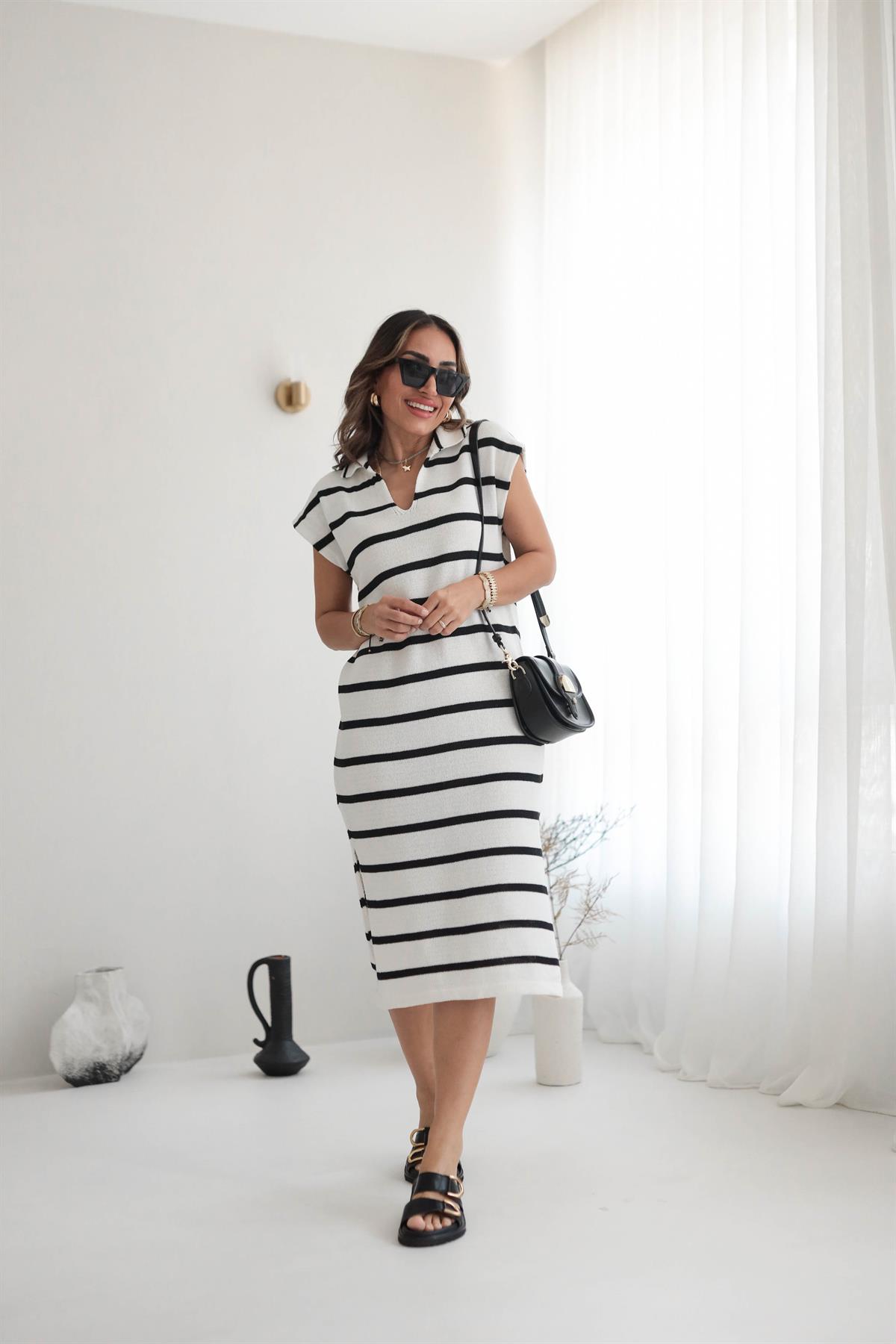 Polo Yaka Triko Elbise