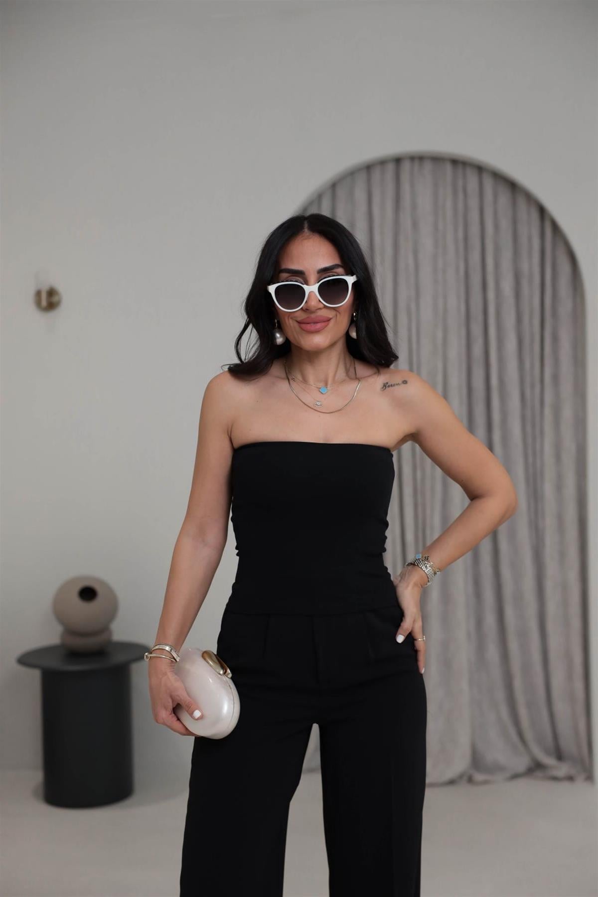 0659 Pamuklu Straplez Body SİYAH