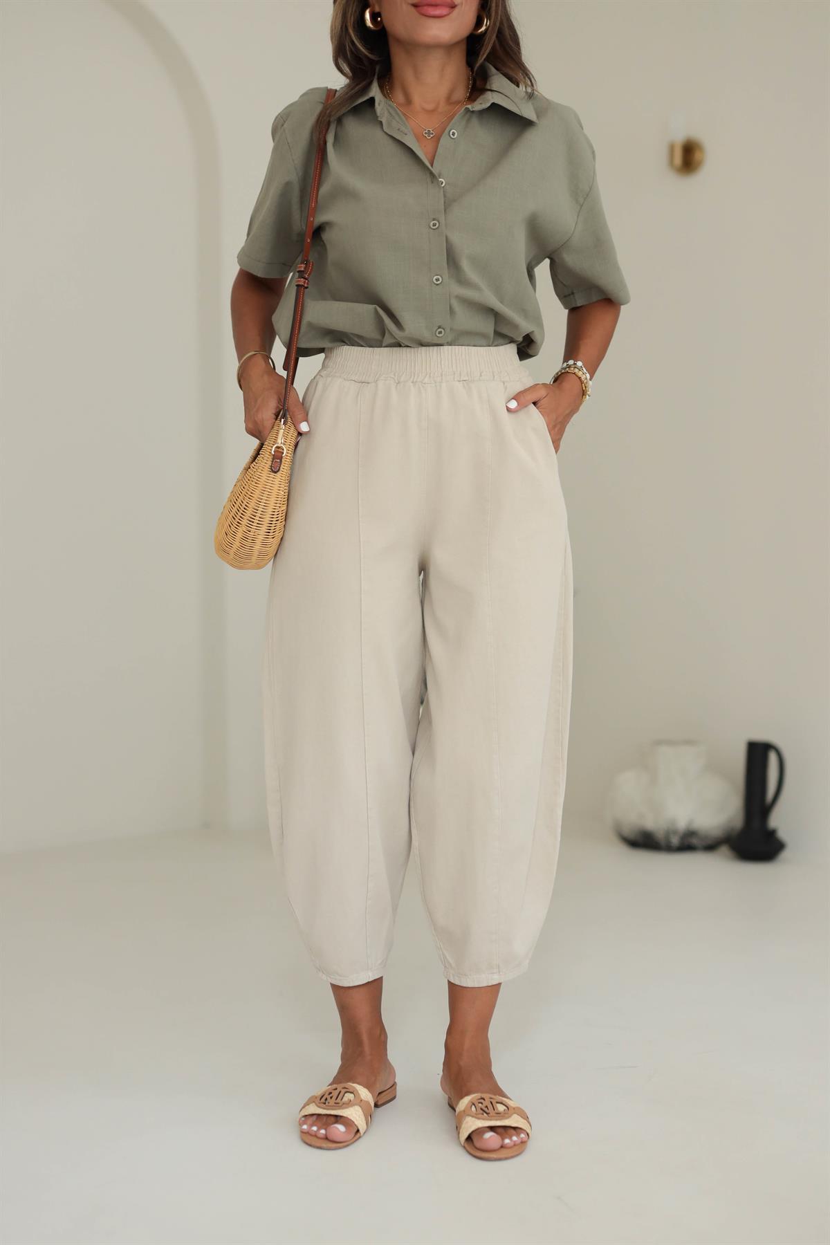 Bel Lastikli Rahat Kalıp Pantolon