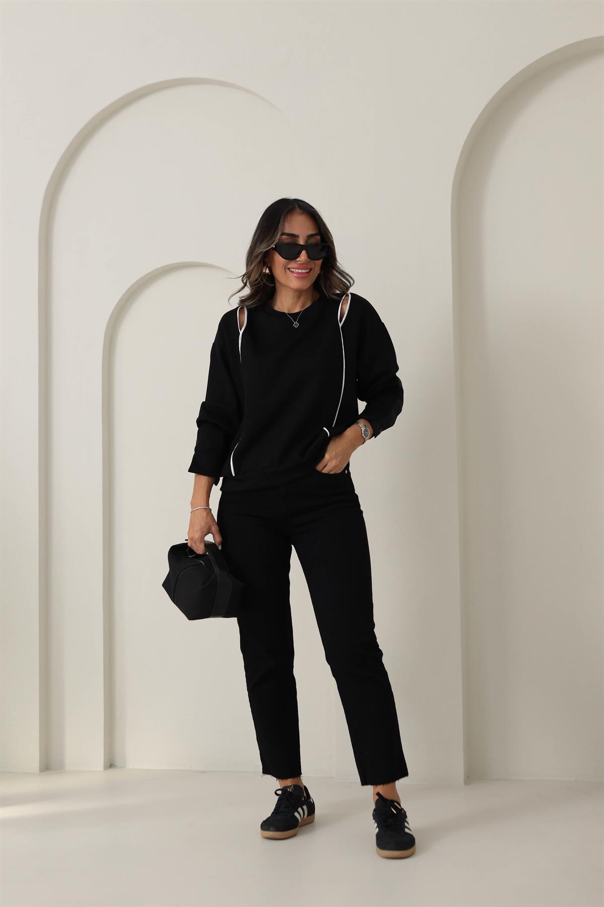 2963 Omzu Pencere Detaylı Modal Sweatshirt